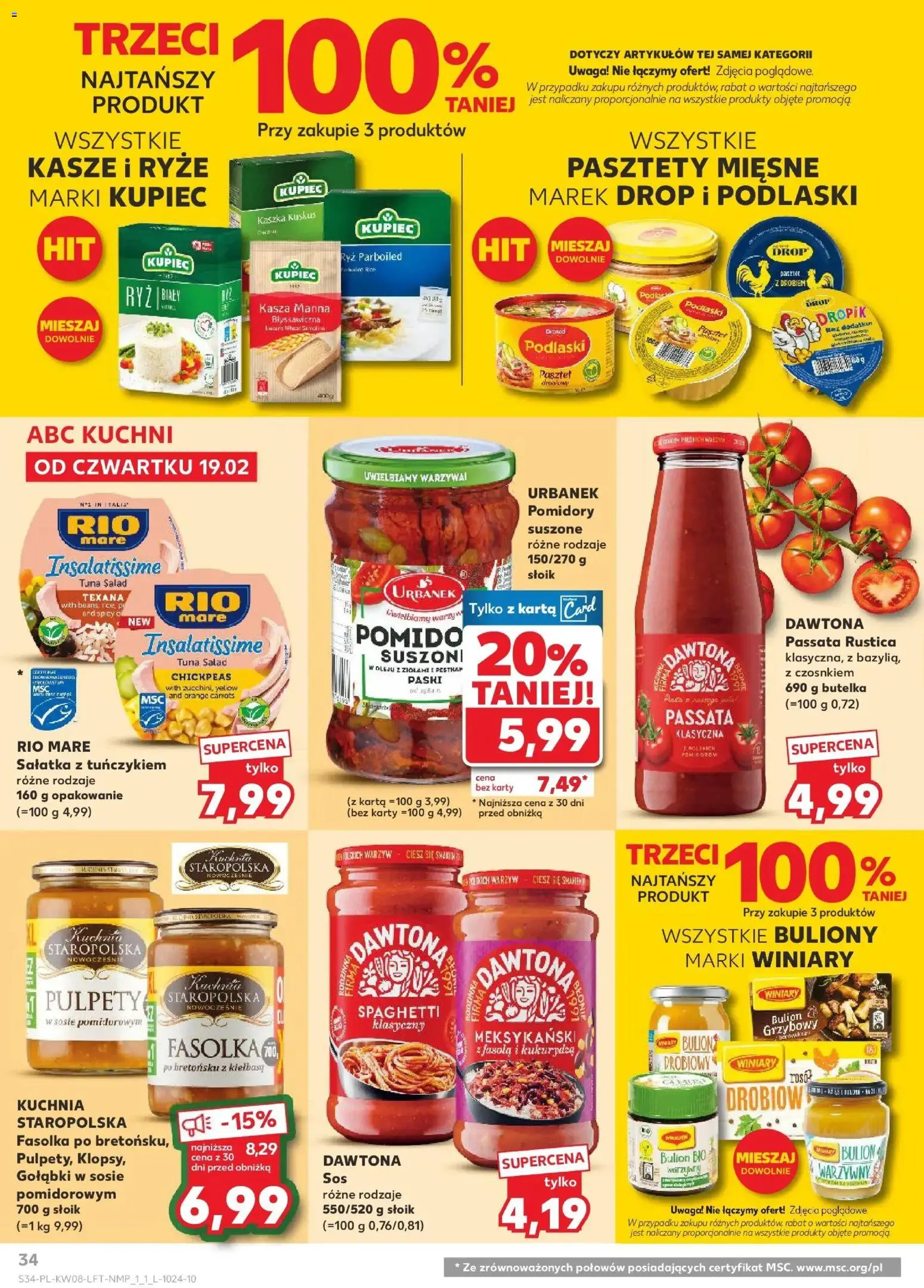 Kaufland Polsko leták od 19.02.2026 | Strana: 34 | Produkty: Rýže, Rio mare, Kuskus, Karty