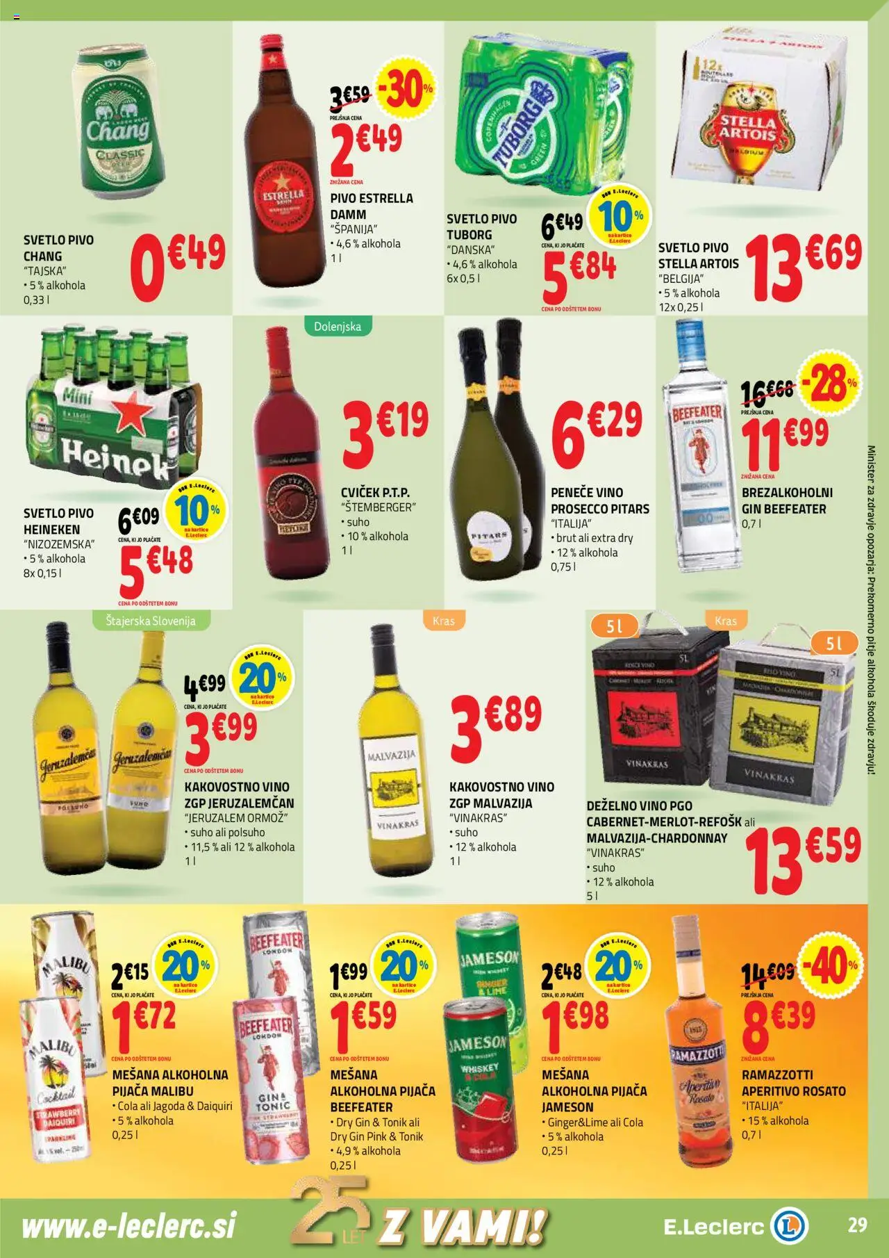 Novi E.leclerc katalog ponudbe – veljaven od 08.10.2025 | Stran: 29 | Izdelki: Falafel, Vino, Tonik, Gin