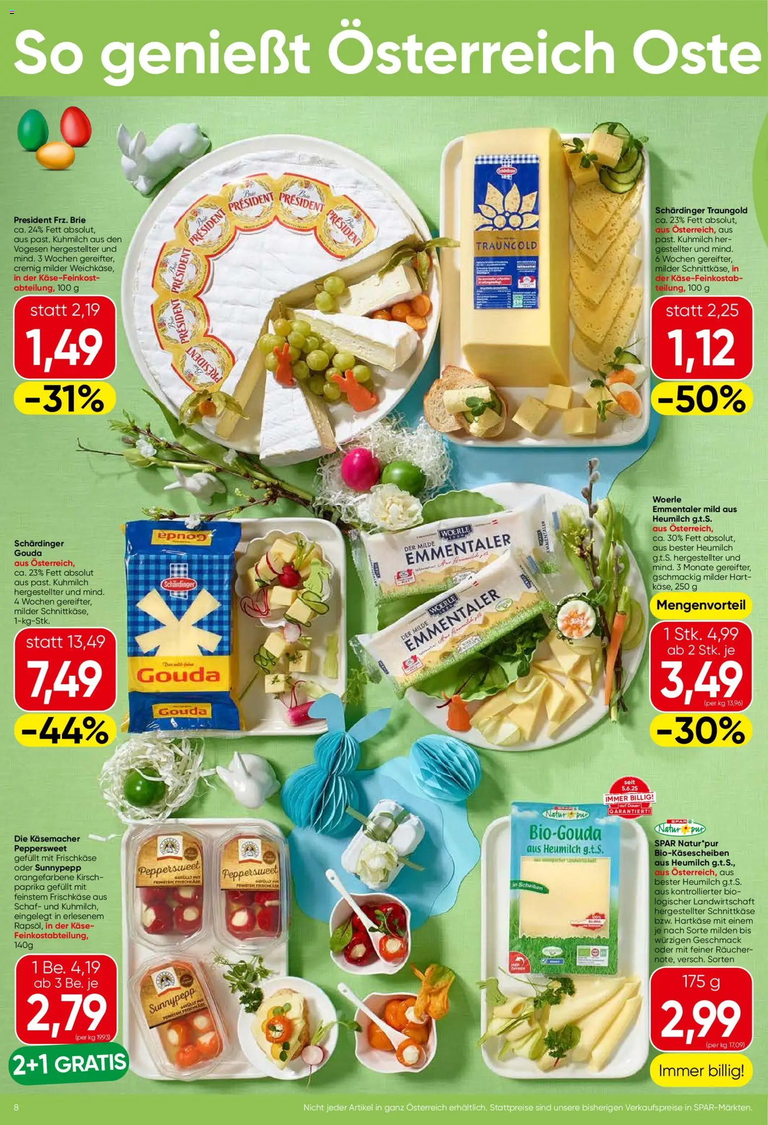 Spar Flugblatt - Steiermark gültig ab 26.03.2026 | Seite: 8 | Produkte: Käse