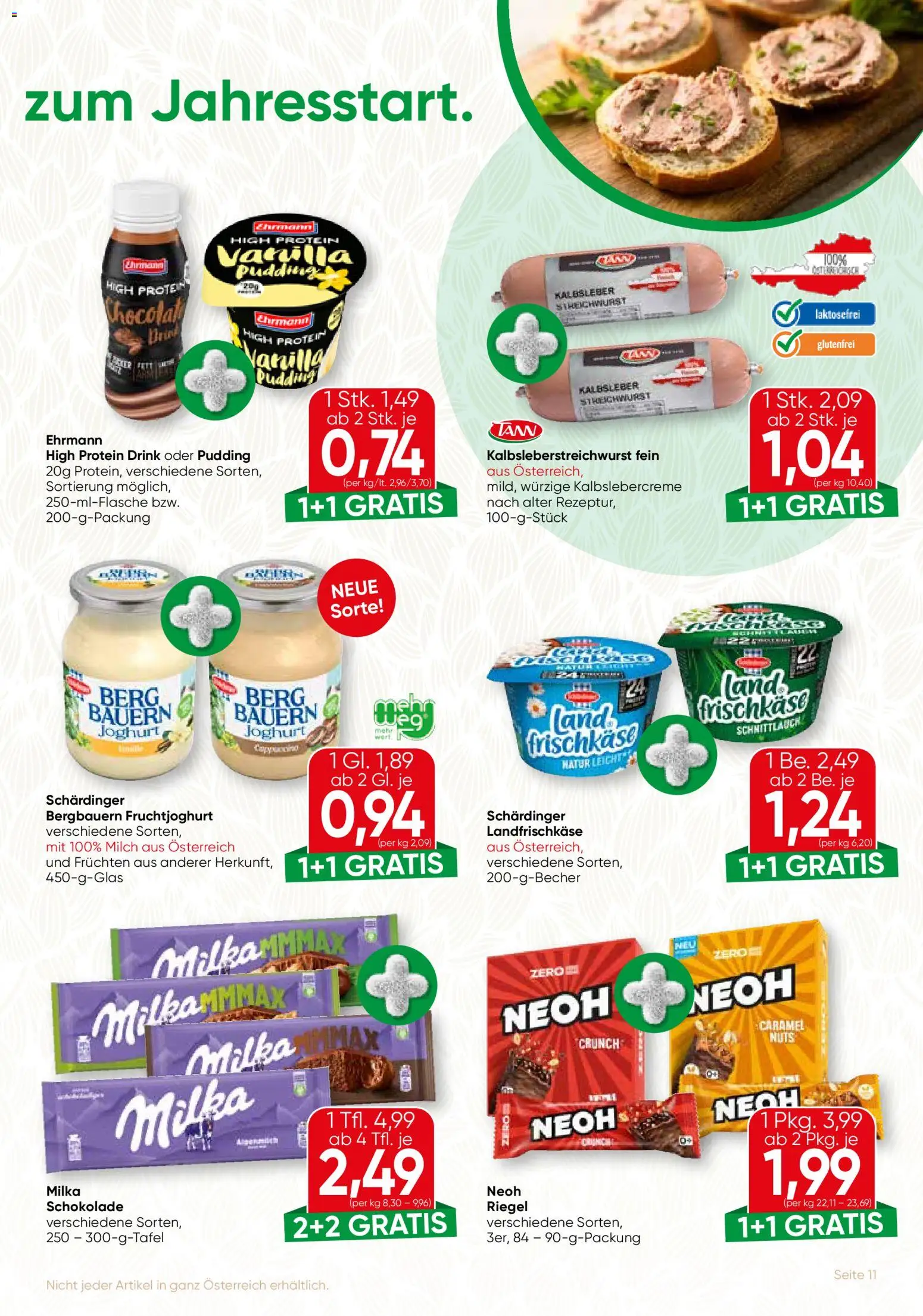 SPAR Gourmet Flugblatt gültig ab 02.01.2026 | Seite: 11 | Produkte: Milch, Joghurt, Schokolade