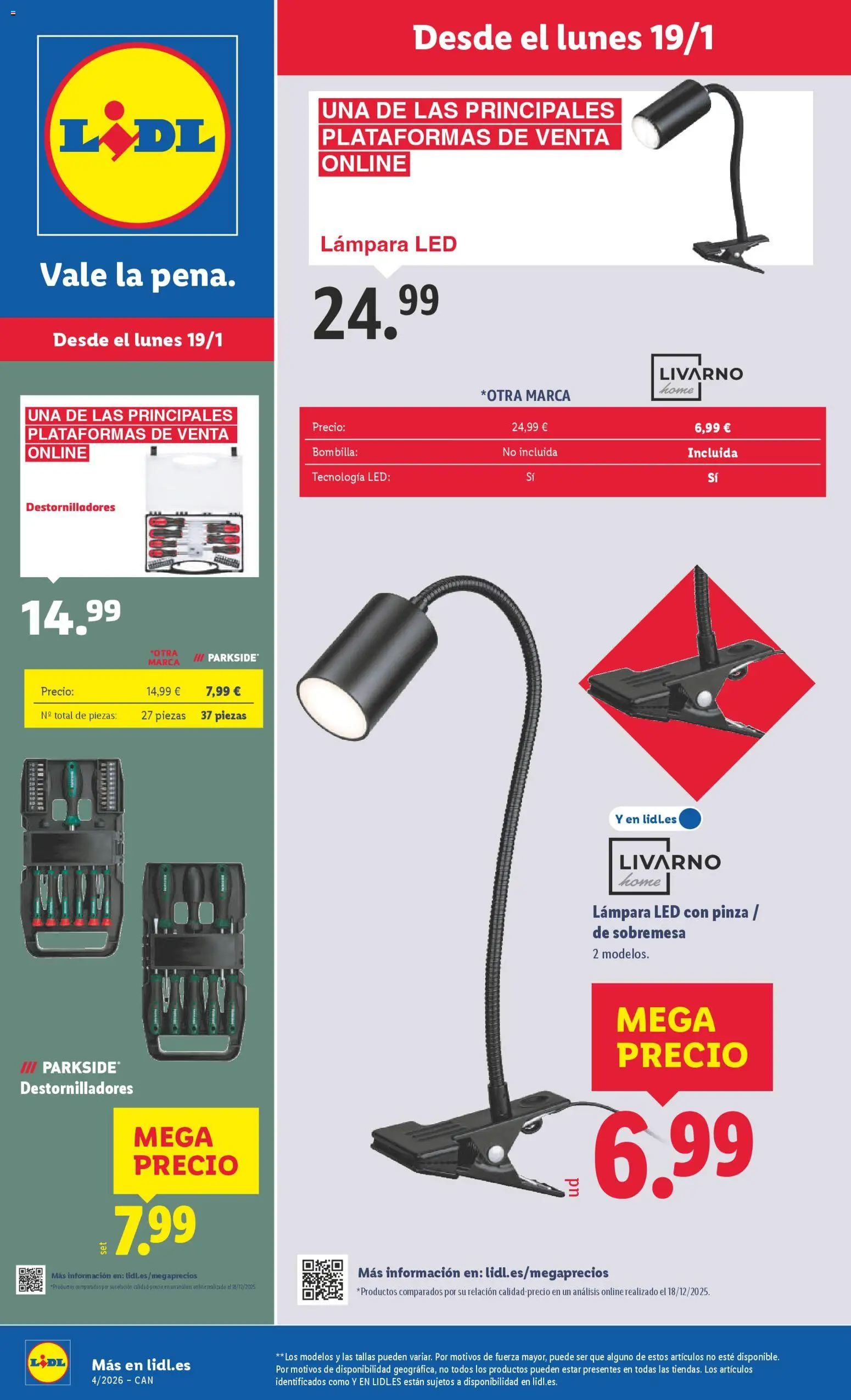 Lidl - Canarias │ válido desde el 19.01.2026 | Página: 1 | Productos: Bombilla, Lámpara