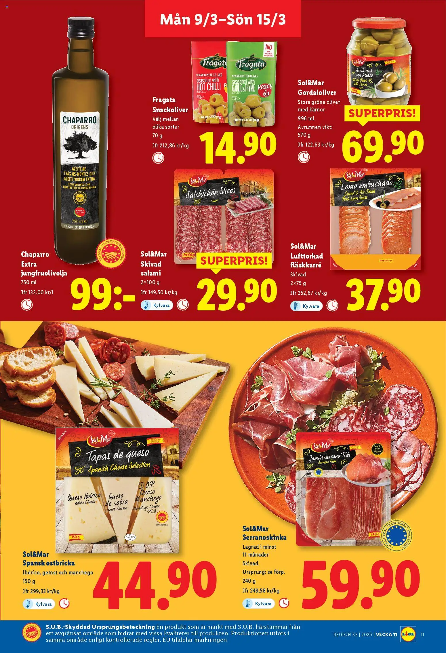 Lidl reklamblad aktuell från 09.03.2026 | Sida: 13 | Produkter: Oliver, Getost, Salami, Öl