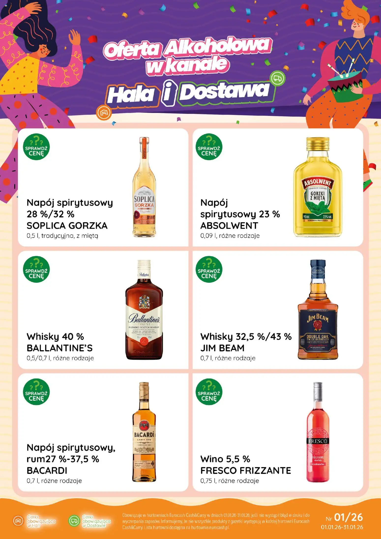 Eurocash Gazetka - Katalog Alkoholowy od 01.01.2026 | Strona: 1 | Produkty: Jim Beam, Mięta, Wino, Whisky