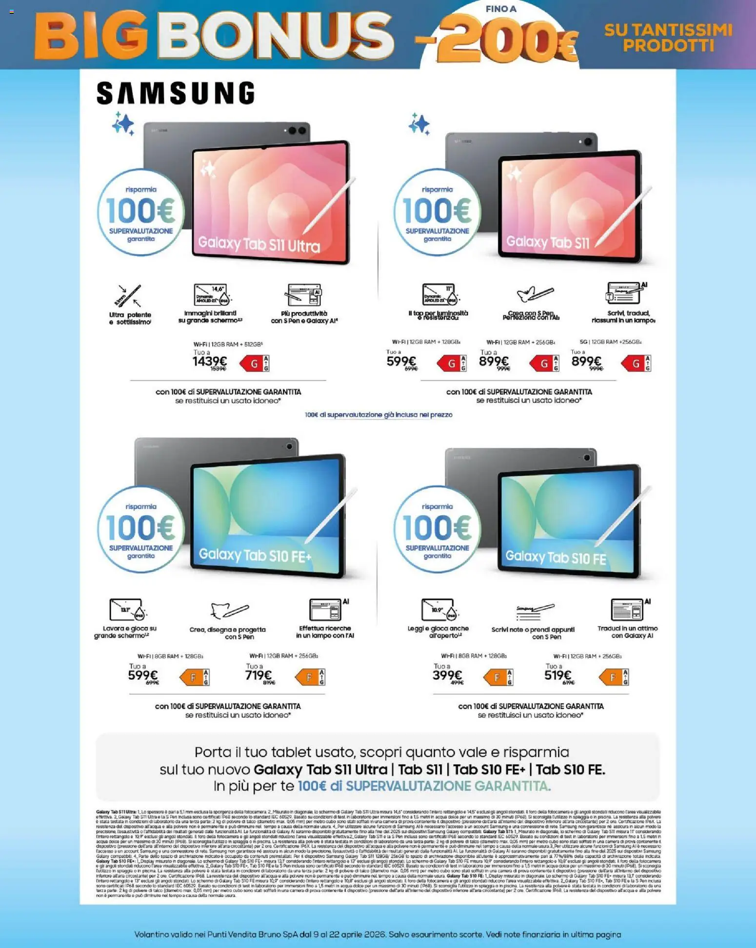 Volantino BRUNO del 09.04.2026 | Pagina: 19 | Prodotti: Tè, Acqua, Fotocamera, Samsung