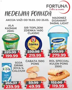 Fortuna Market katalog Nedeljna ponuda - pregled Fortuna Market kataloga - važi od 19.03.2026 | Strana: 7 | Proizvode: Majonez, Kulen, Sir, Kajmak