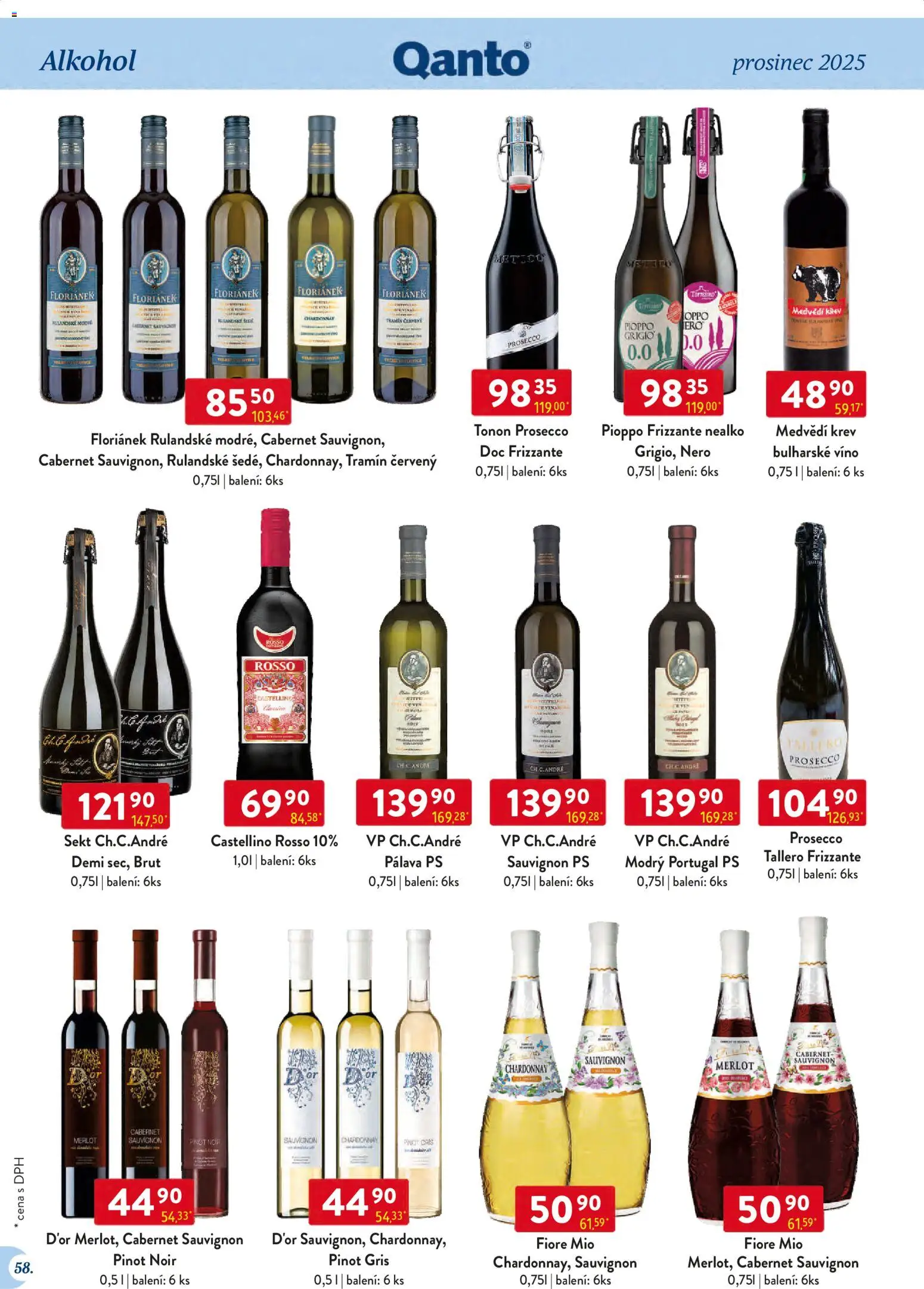 Astur & Qanto leták - Velkoobchod 12/2025 od 01.12.2025 | Strana: 58 | Produkty: Prosecco, Víno, Merlot, Pinot Gris