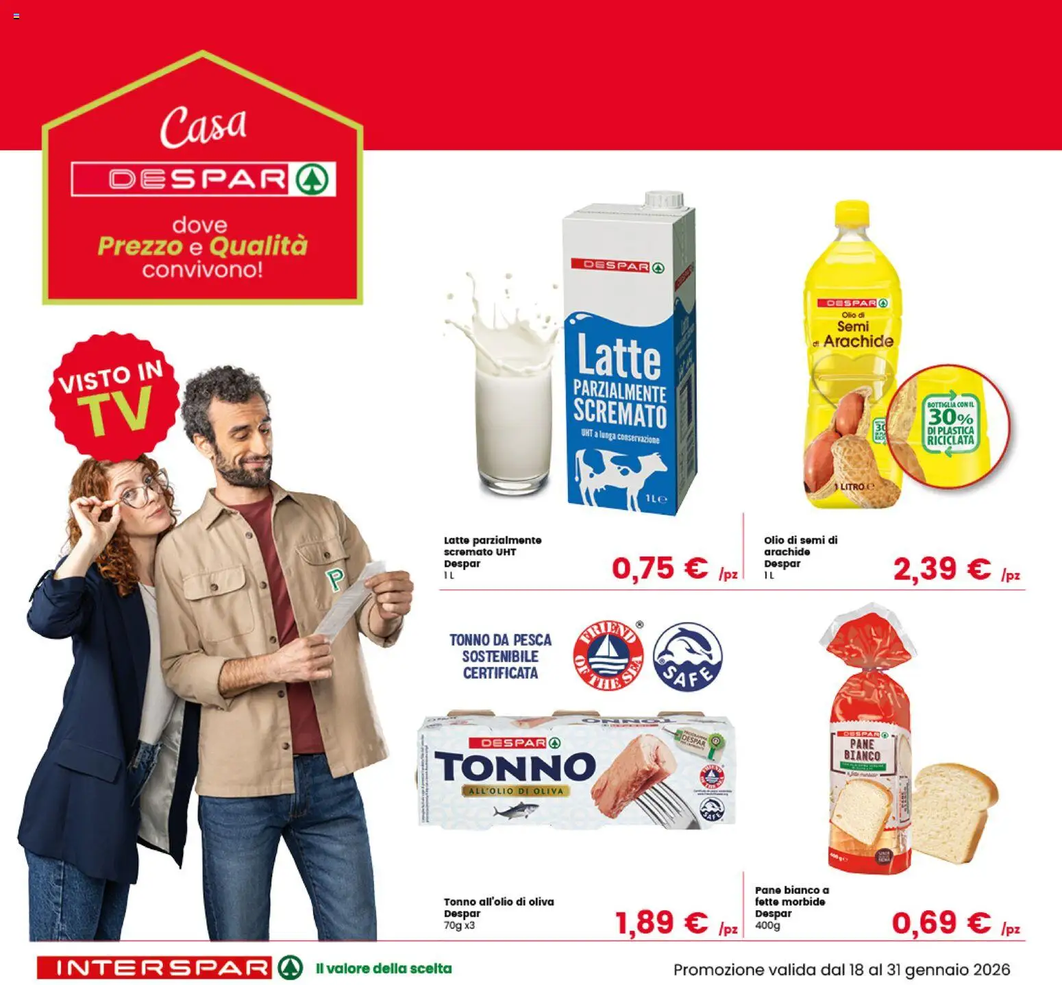 Volantino Interspar del 20.01.2026 | Pagina: 28 | Prodotti: Pane, Latte, Olio, Pesca