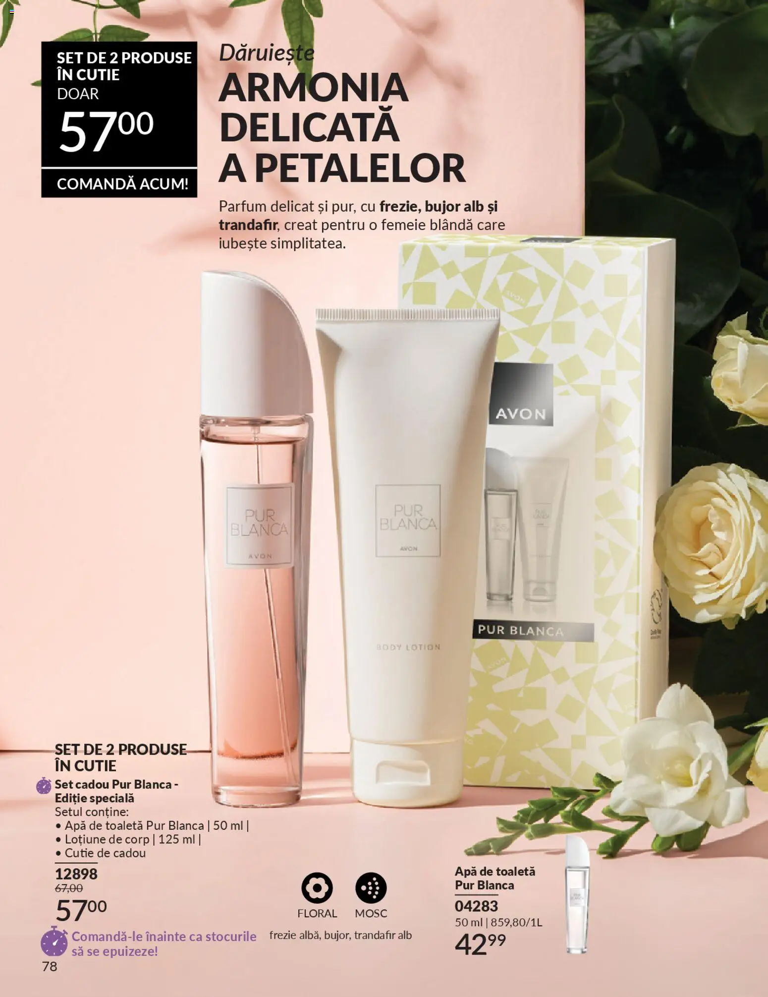 Noul catalog Avon – valabil de la 01.04.2026 | Pagină: 80 | Produse: Trandafir, Body, Cutie, Apă de toaletă