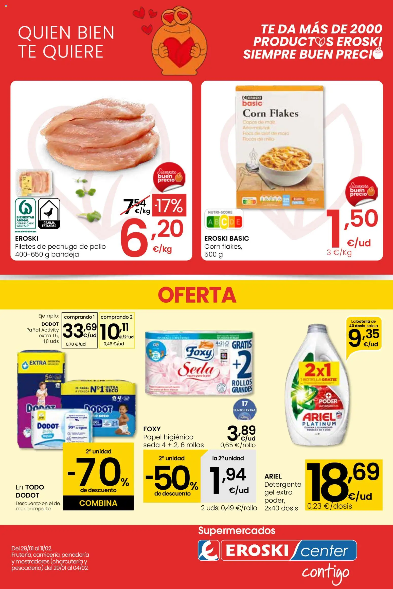 Eroski - Center │ válido desde el 29.01.2026 | Página: 1 | Productos: Δισκέτα, Té, Panadería, Bandeja
