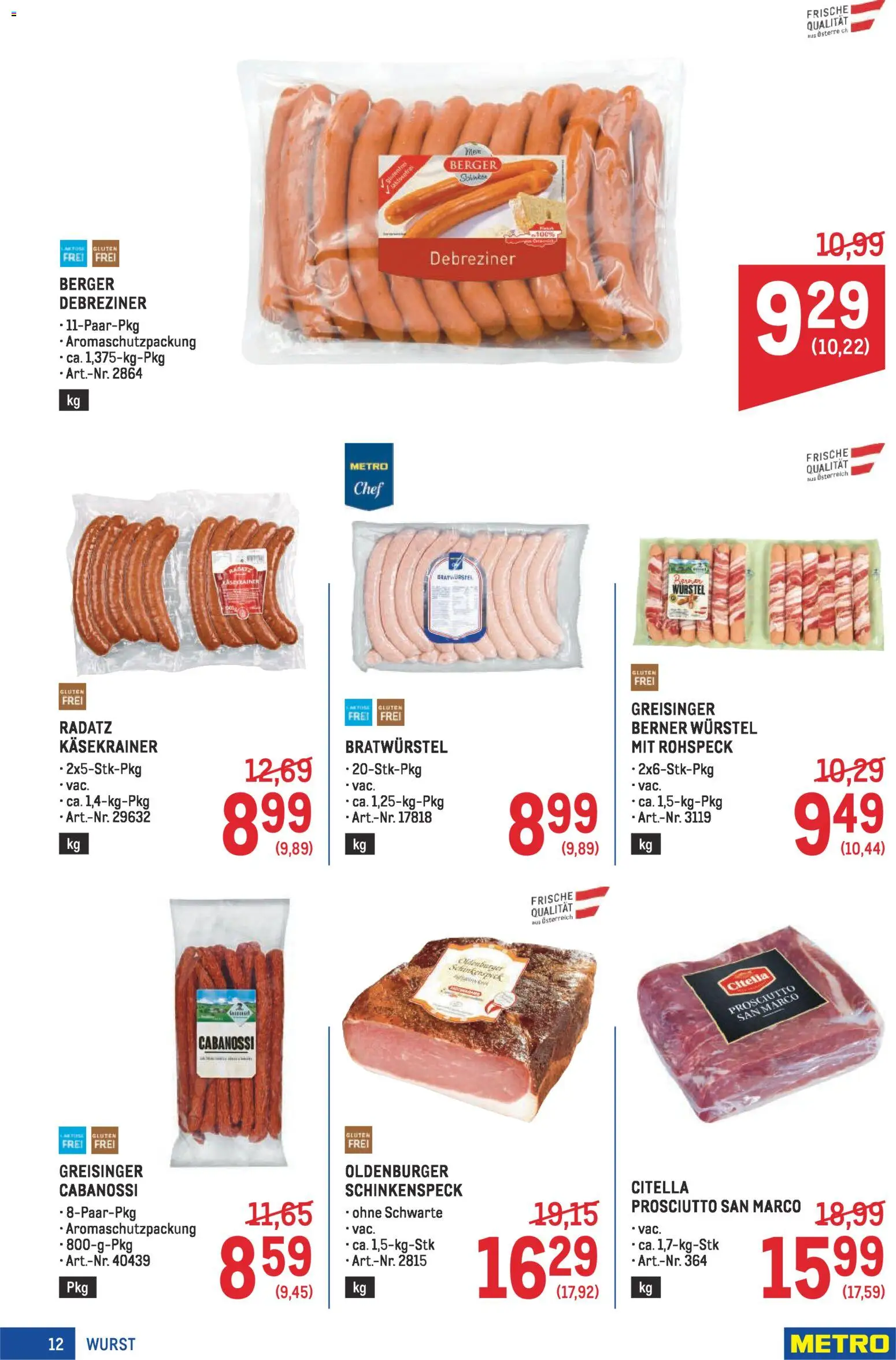 Metro Profi gültig ab 22.01.2026 | Seite: 12 | Produkte: Wurst
