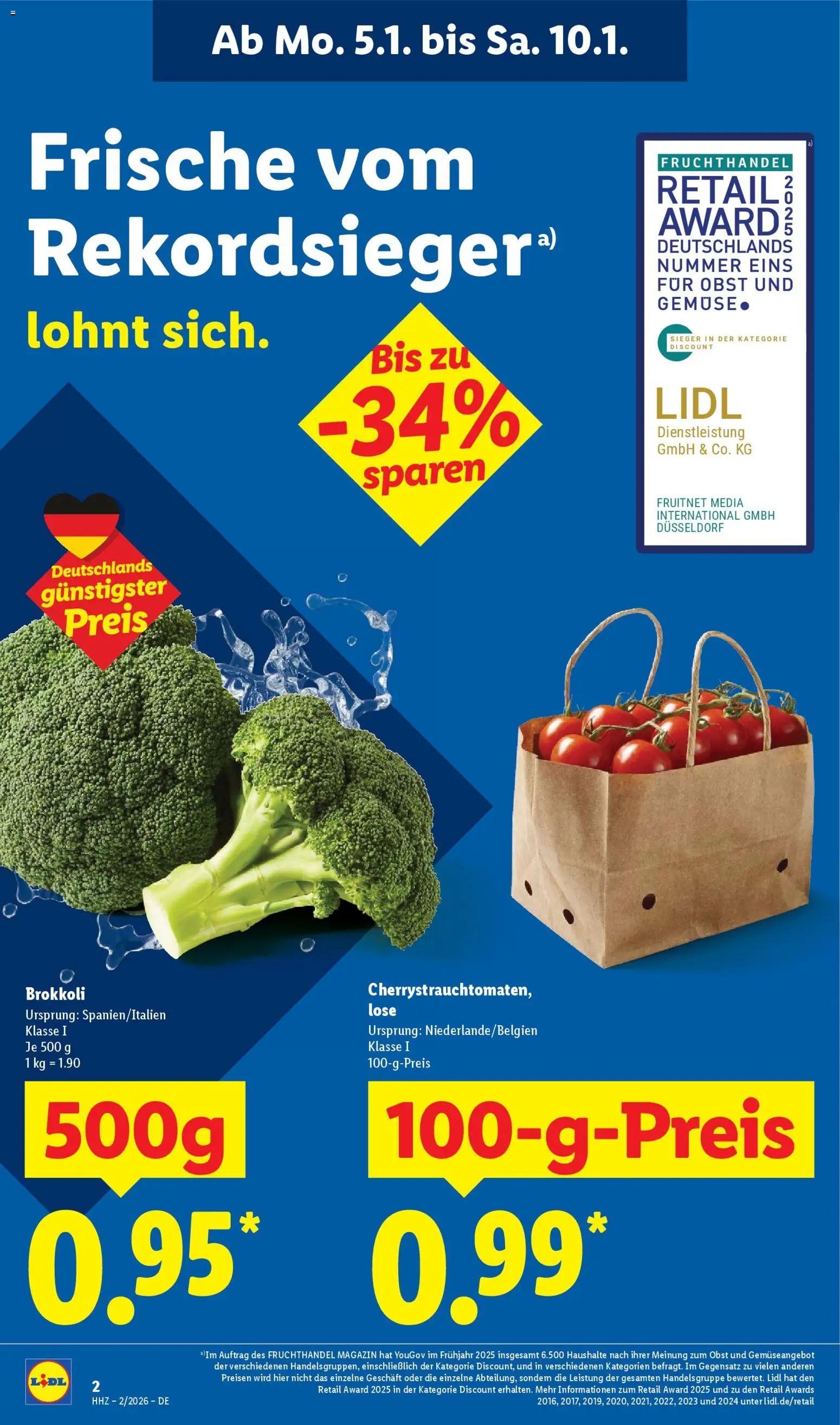Lidl - Prospekt – gültig ab 05.01.2026 | Seite: 4 | Produkte: Gemüse, Obst, Brokkoli