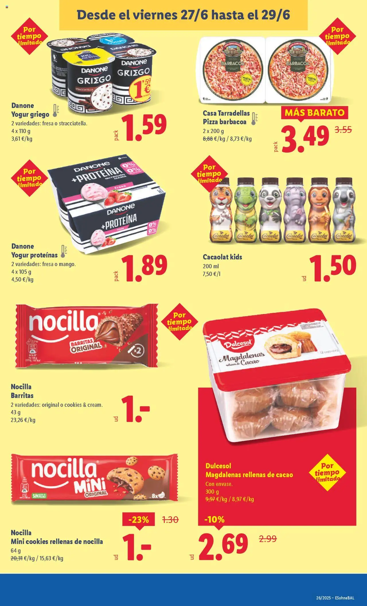 Lidl catálogo MAD │ válido desde el 23.06.2025 | Página: 27 | Productos: Yogur, Chocolate, Μαγειρική εστία, Φρυγανιές σικάλεως