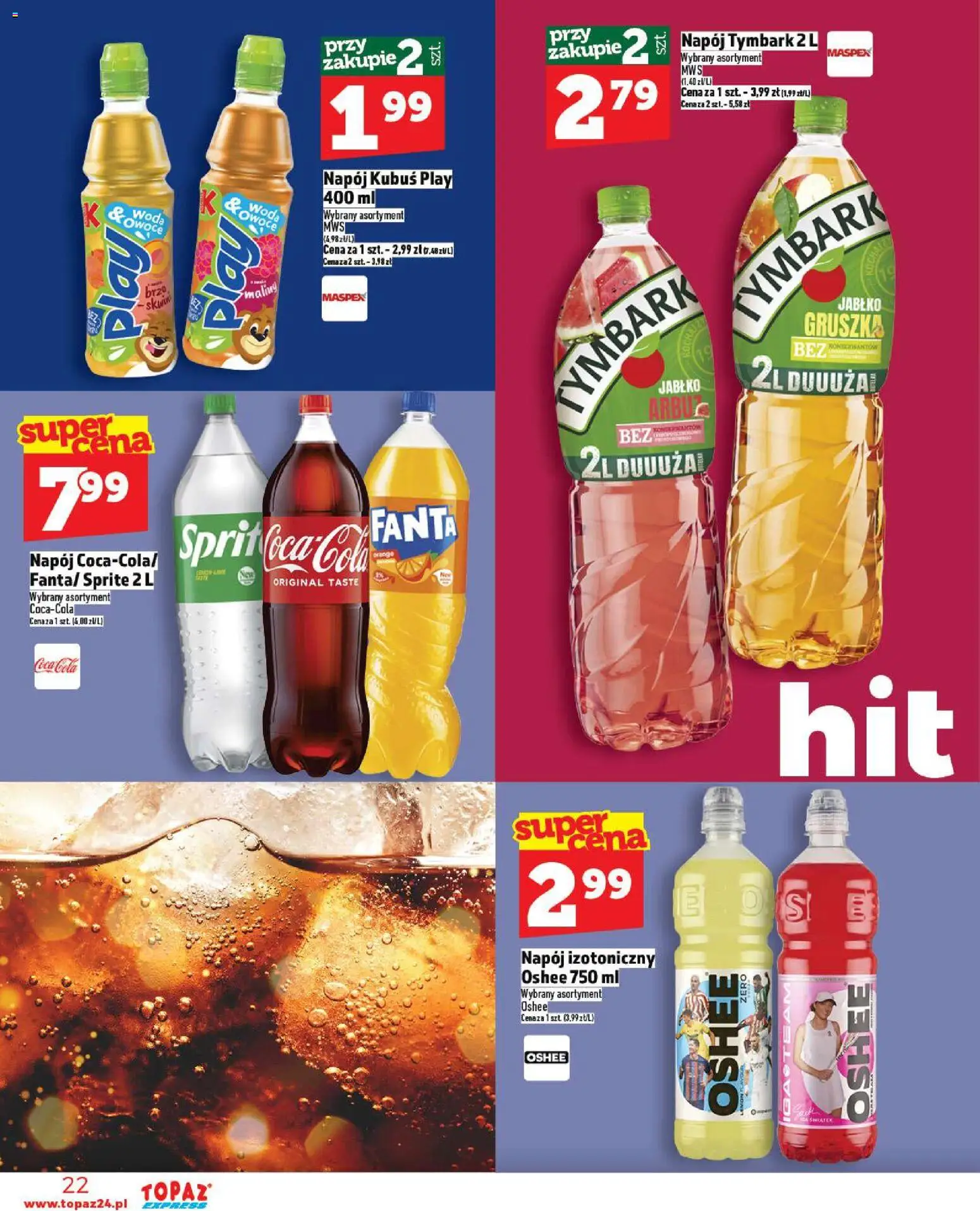 Topaz Gazetka - Express od 13.11.2025 | Strona: 22 | Produkty: Gruszka, Sprite, Coca cola, Woda