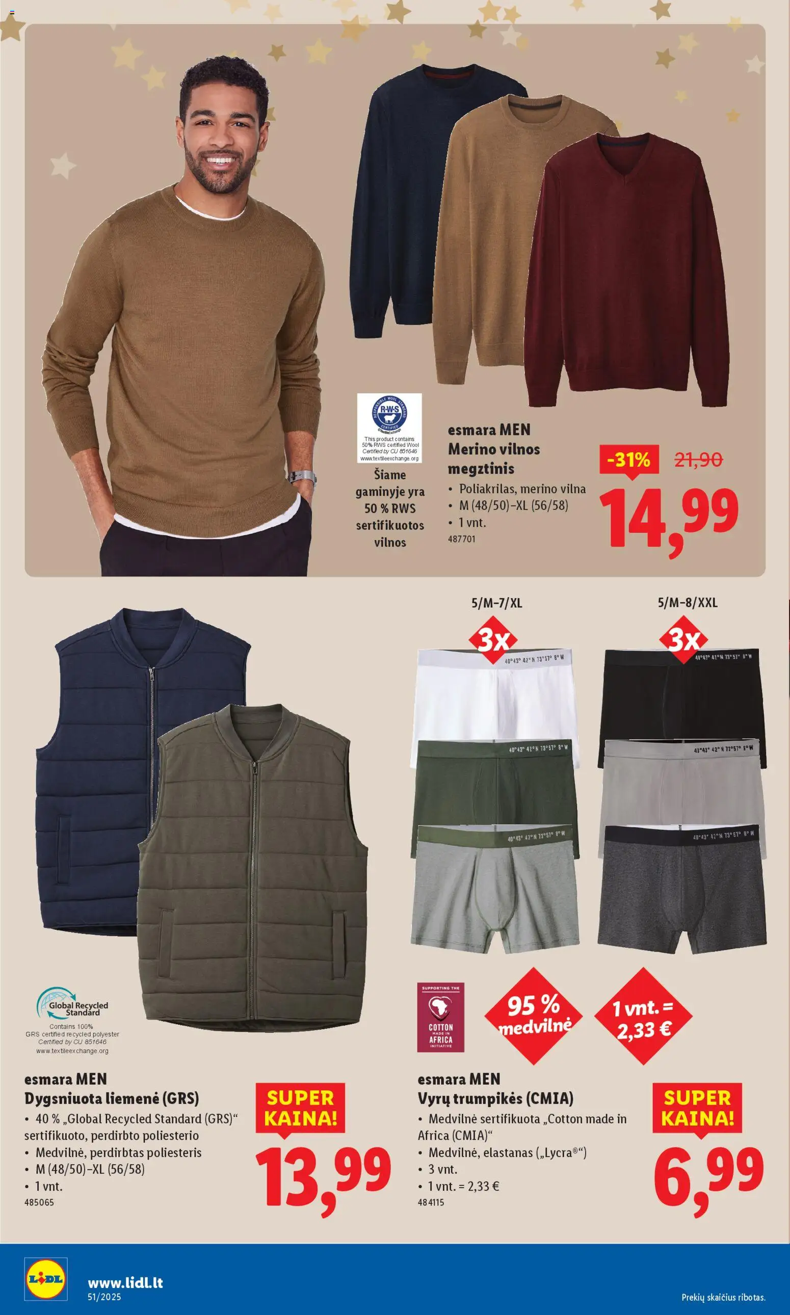 LIDL akcijos nuo 15.12.2025 | Puslapis: 8 | Prekių: Megztinis, Liemenė, Trumpikės