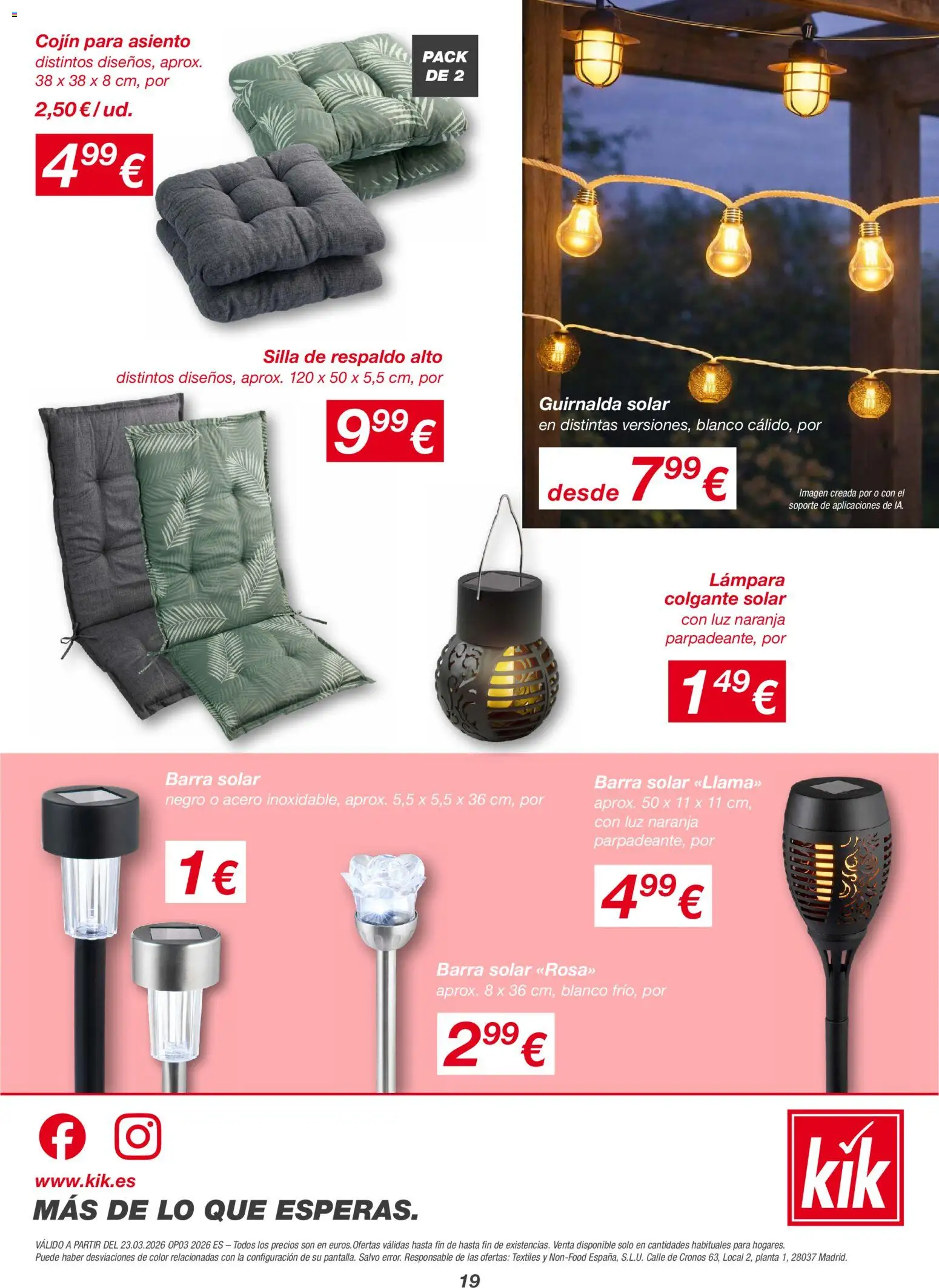 KIK folleto │ válido desde el 23.03.2026 | Página: 19 | Productos: Cojín, Silla, Lámpara