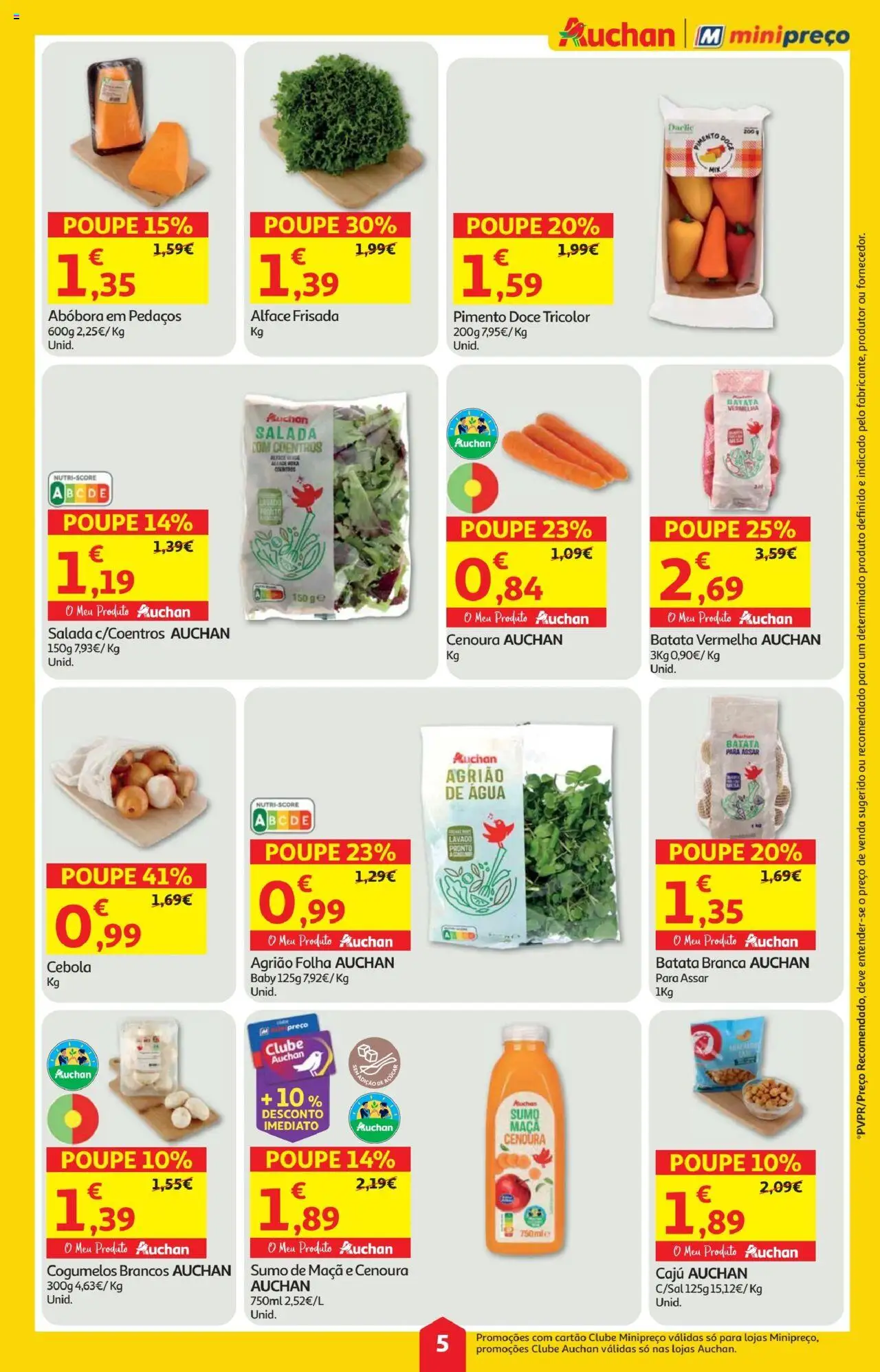Minipreço folheto │ válido de 14.08.2025 | Página: 5 | Produtos: Agua, Abóbora, Salada, Alface