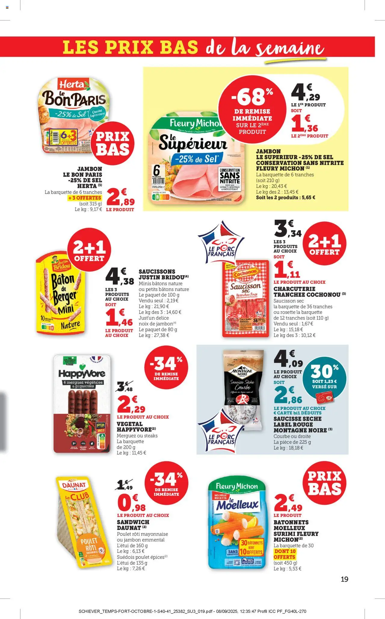 {H1} | Page: 19 | Produits: Saucisson, Merguez, Jambon, Saucisse