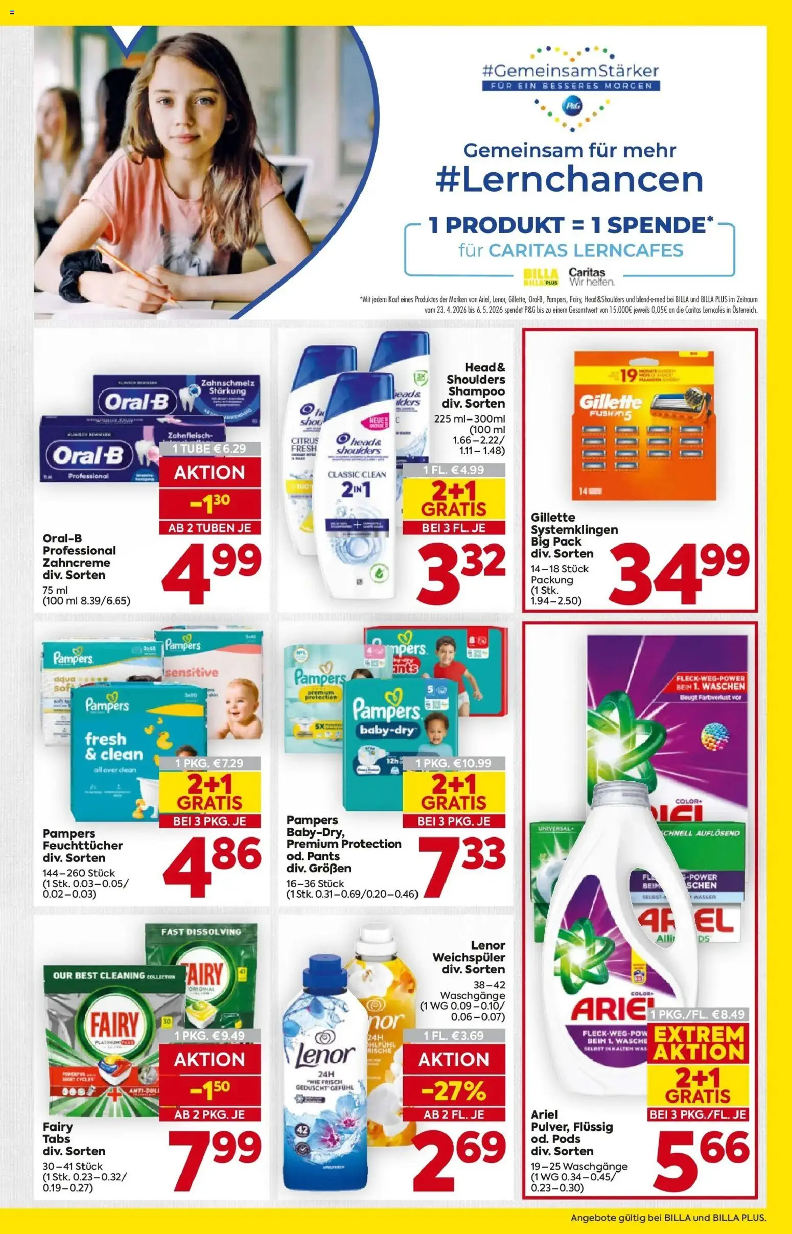 Billa Flugblatt - Kitzbuehel, Zell Am Ziller, Brixlegg gültig ab 23.04.2026 | Seite: 15 | Produkte: Wasser, Pampers, Shampoo, Weichspüler