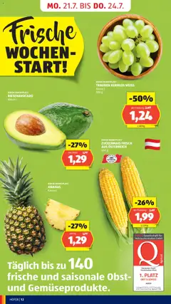 Hofer Flugblatt gültig ab 18.07.2025 | Seite: 14 | Produkte: Gemüse, Obst, Ananas