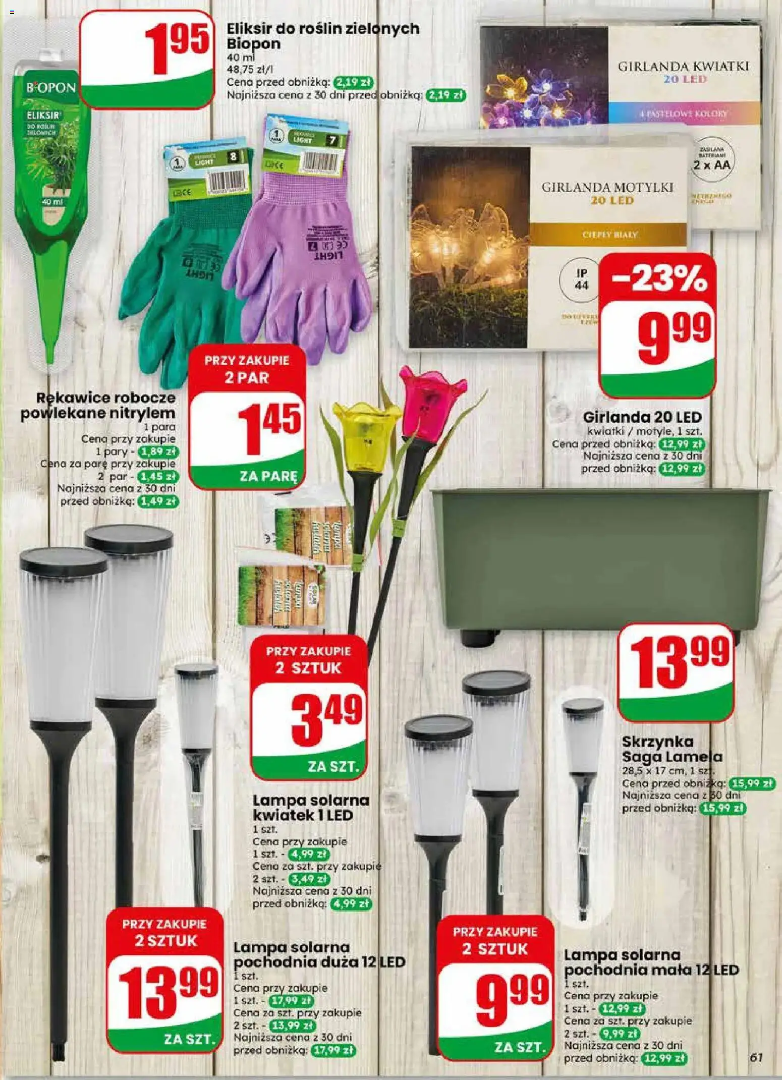 Dino gazetka od 22.04.2026 | Strona: 61 | Produkty: Kwiatki, Lampa solarna, Lampa, Fairy
