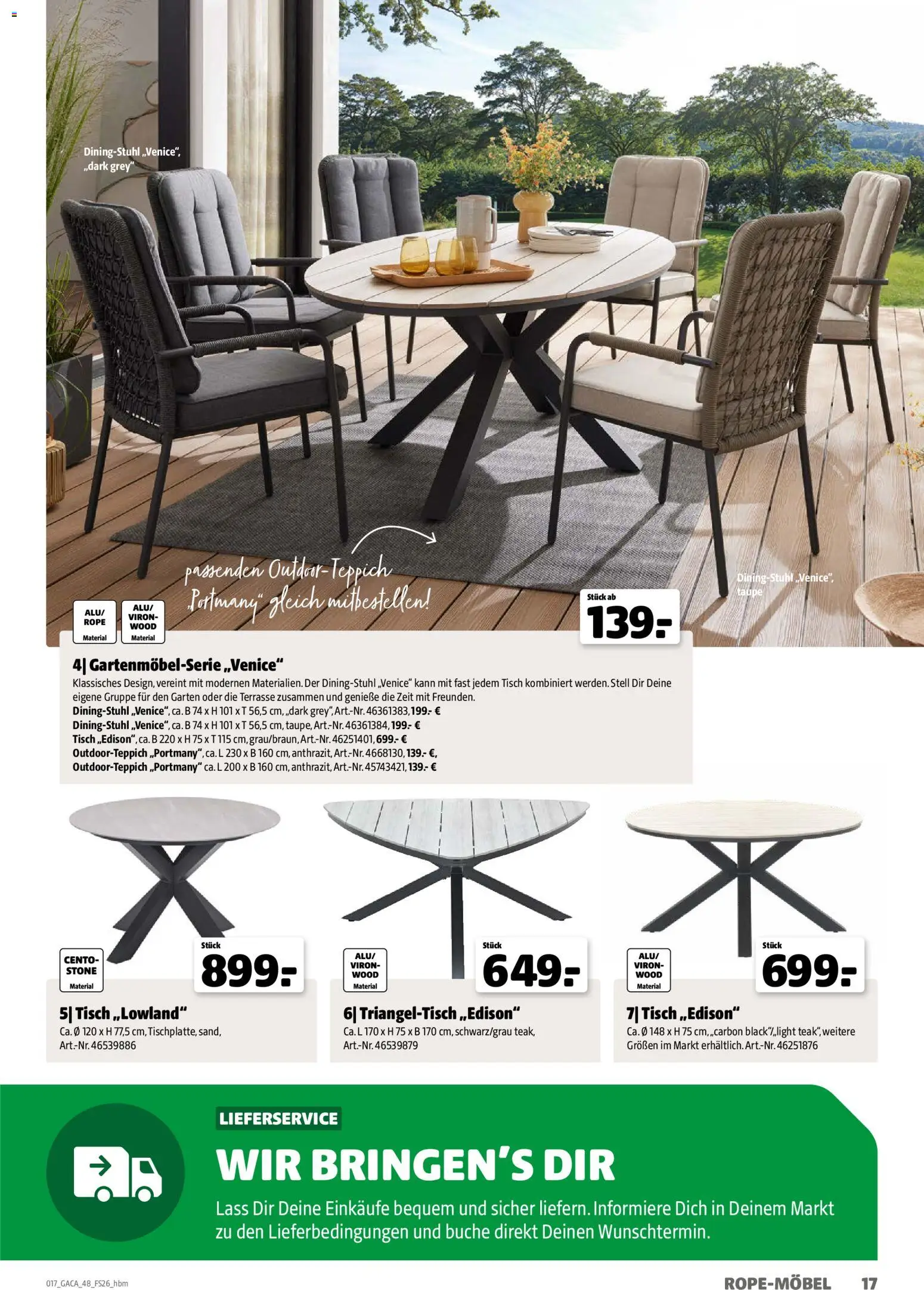 Hagebau Gartenmöbelsortiment – gültig ab 02.03.2026 | Seite: 17 | Produkte: Tisch