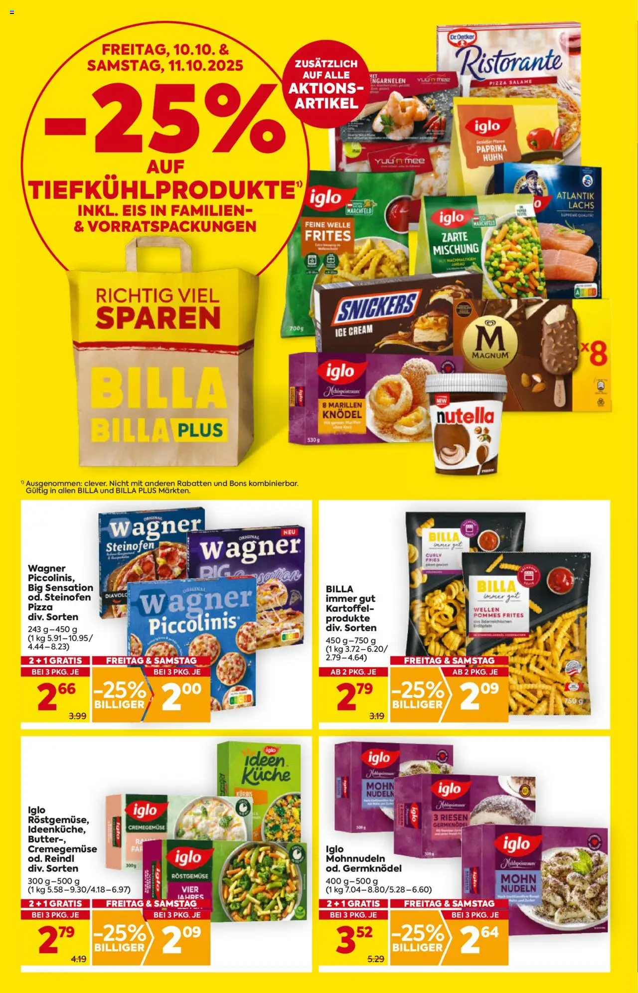 Billa Flugblatt - Kärnten gültig ab 09.10.2025 | Seite: 2 | Produkte: Eis, Butter, Pizza, Nudeln