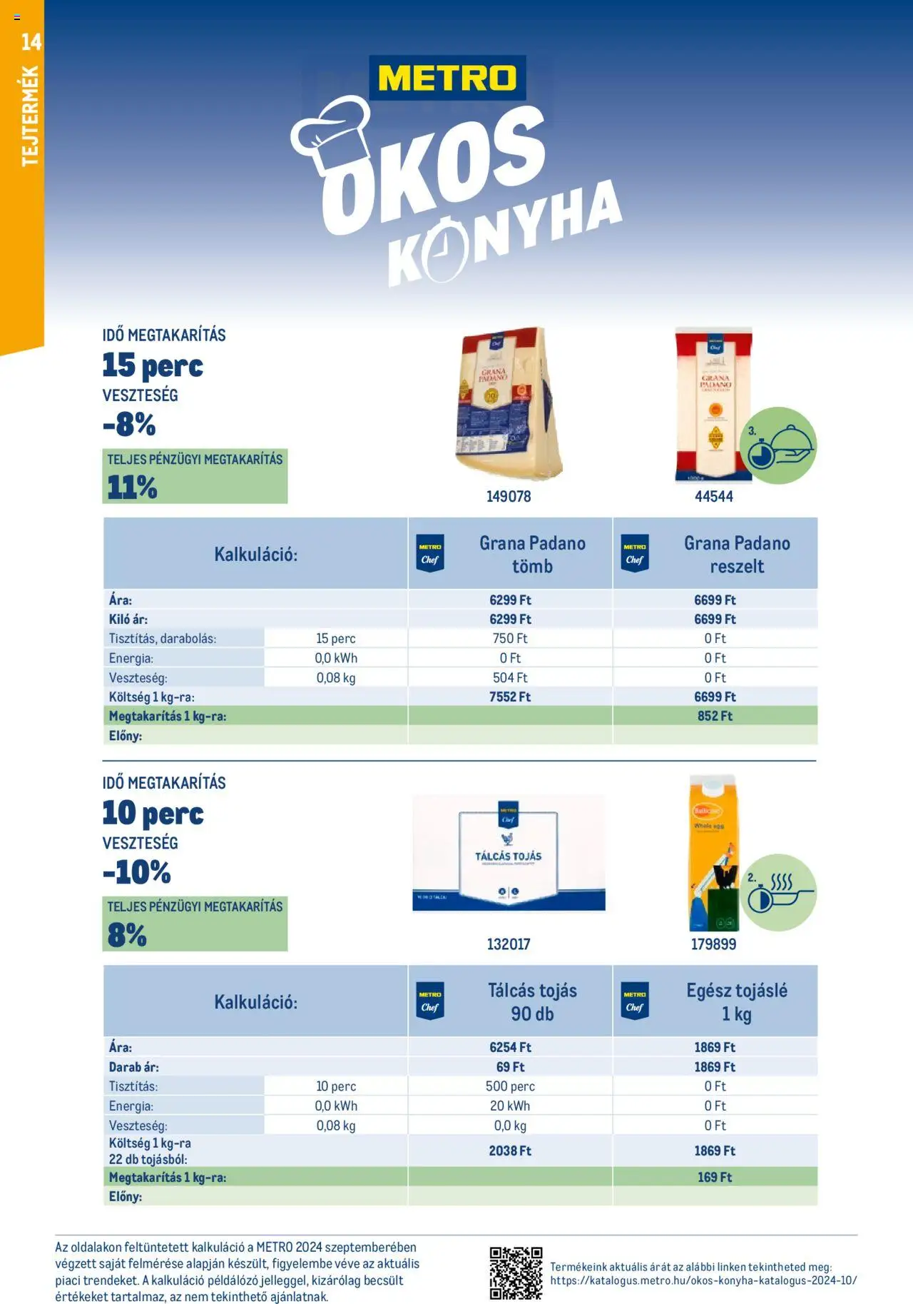 Metro akciós ujság - amely érvényes a következő dátumtól: 01.10.2024 | Oldal: 14 | Termékek: Grana padano, Tojás