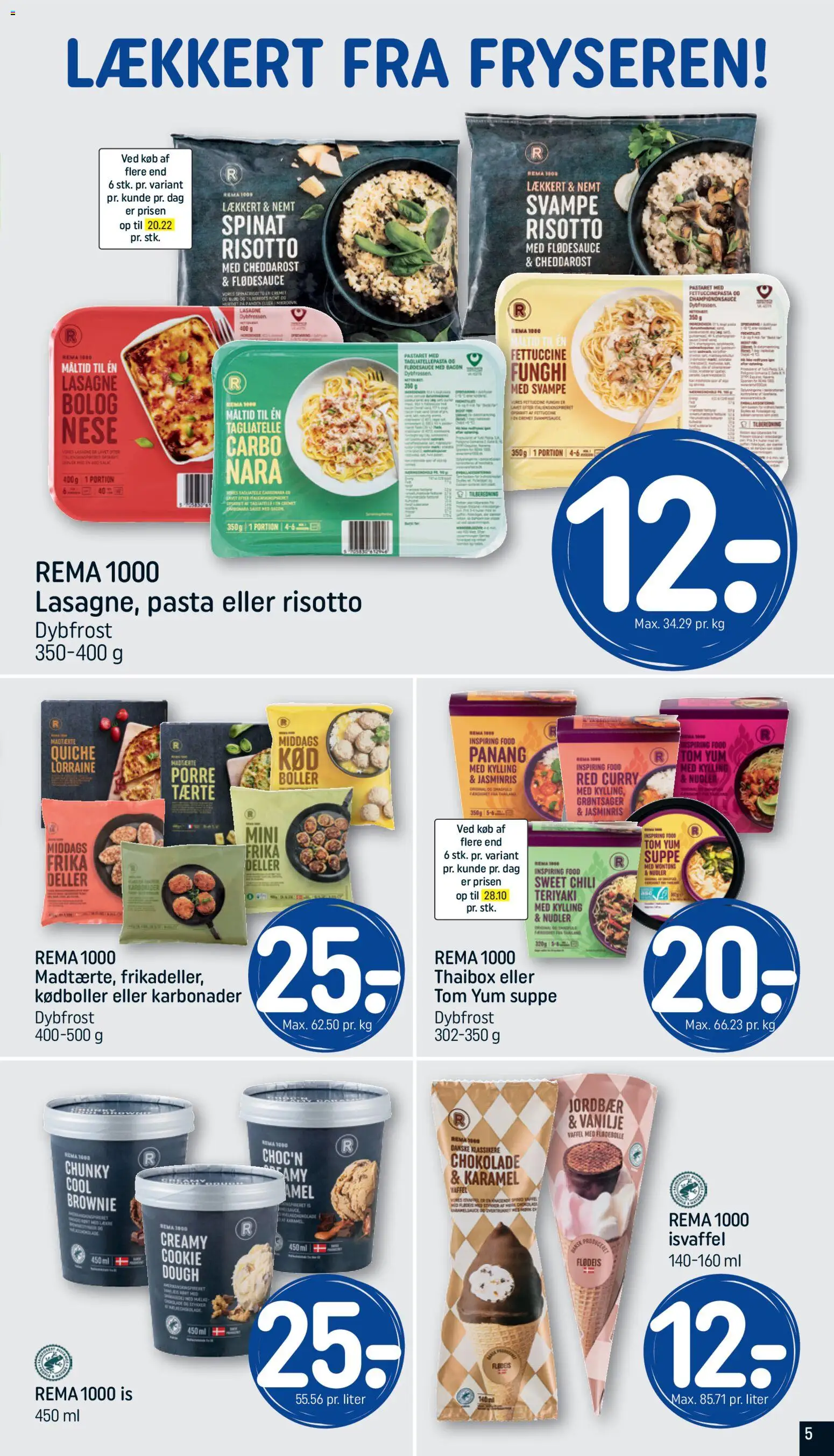Rema 1000 tilbudsavis – gyldig fra 07.04.2026 | Side: 5 | Produkter: Pasta, Is, Bacon, Lingerie