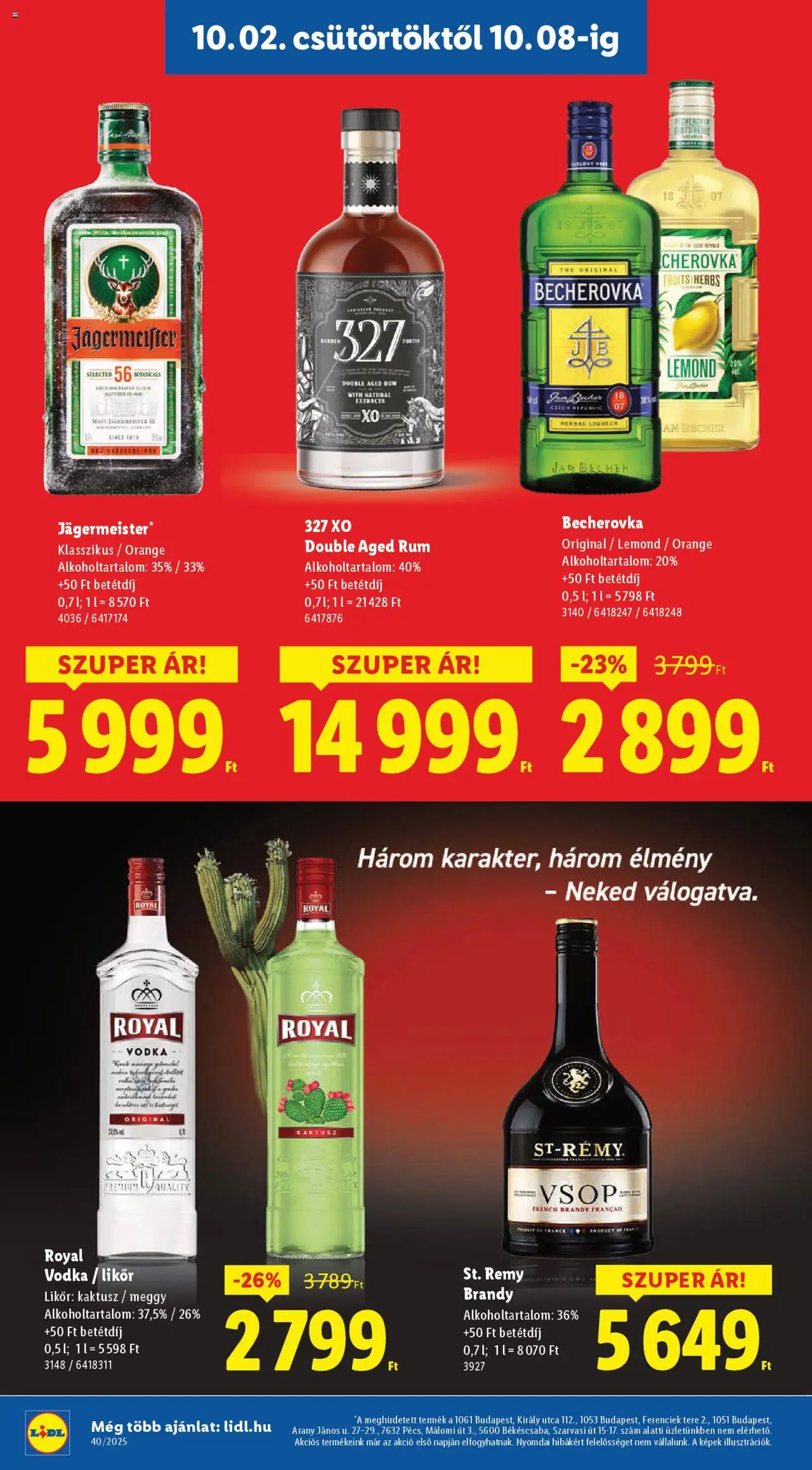 Lidl akciós ujság - amely érvényes a következő dátumtól: 02.10.2025 | Oldal: 18 | Termékek: Jägermeister, Meggy, Rum, Becherovka