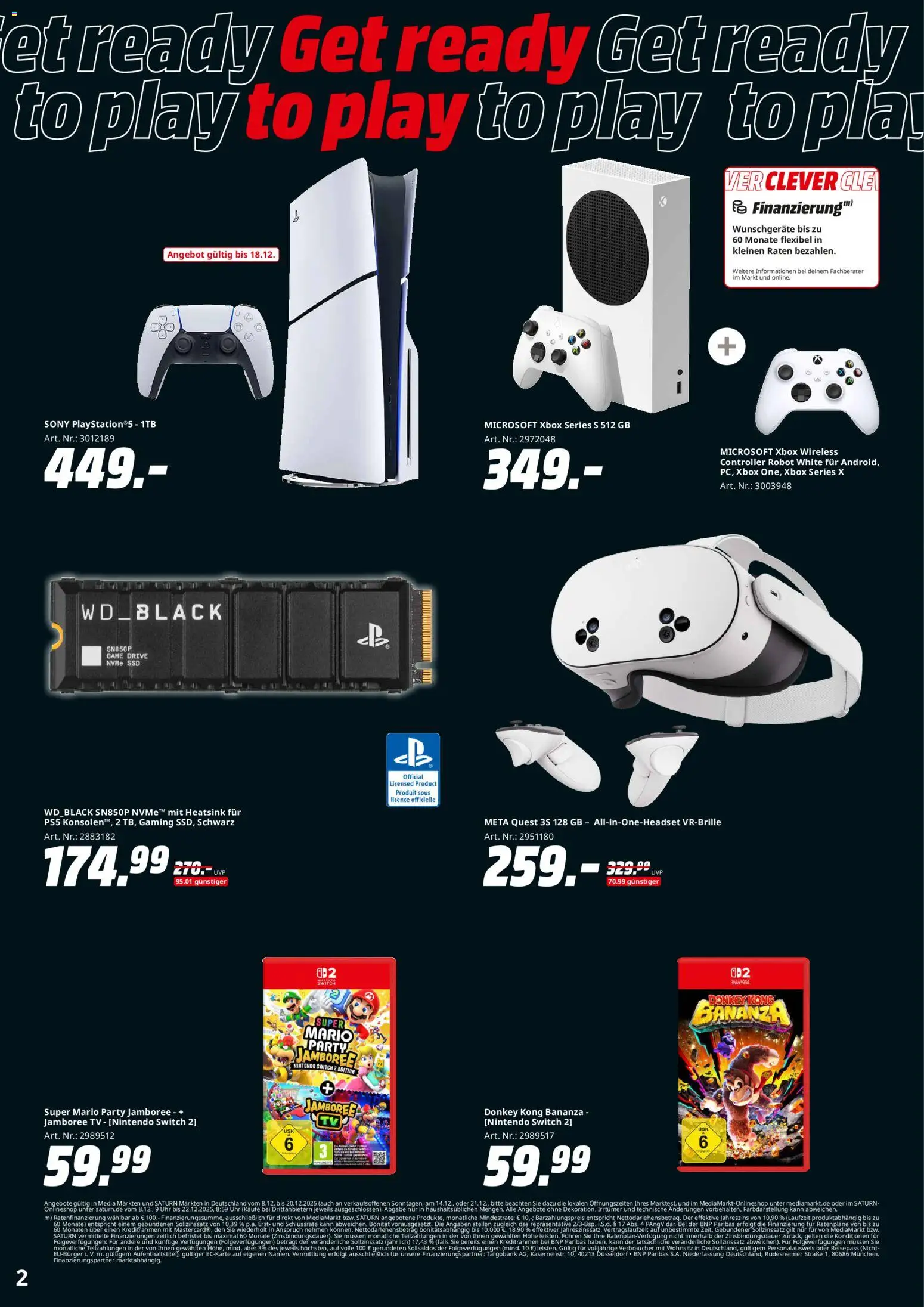 Saturn Prospekt 	 – gültig ab 08.12.2025 | Seite: 2 | Produkte: Xbox, Sony, Uhr, TV