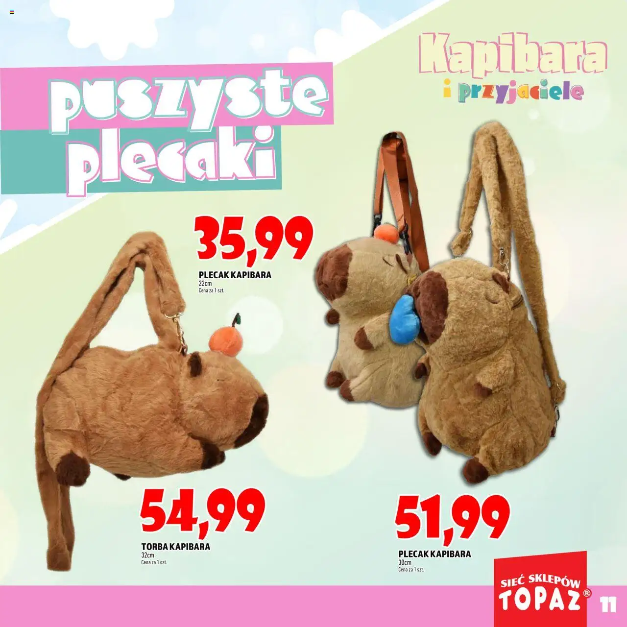 Topaz Gazetka - Kapibara od 24.09.2025 | Strona: 11 | Produkty: Plecak, Torba
