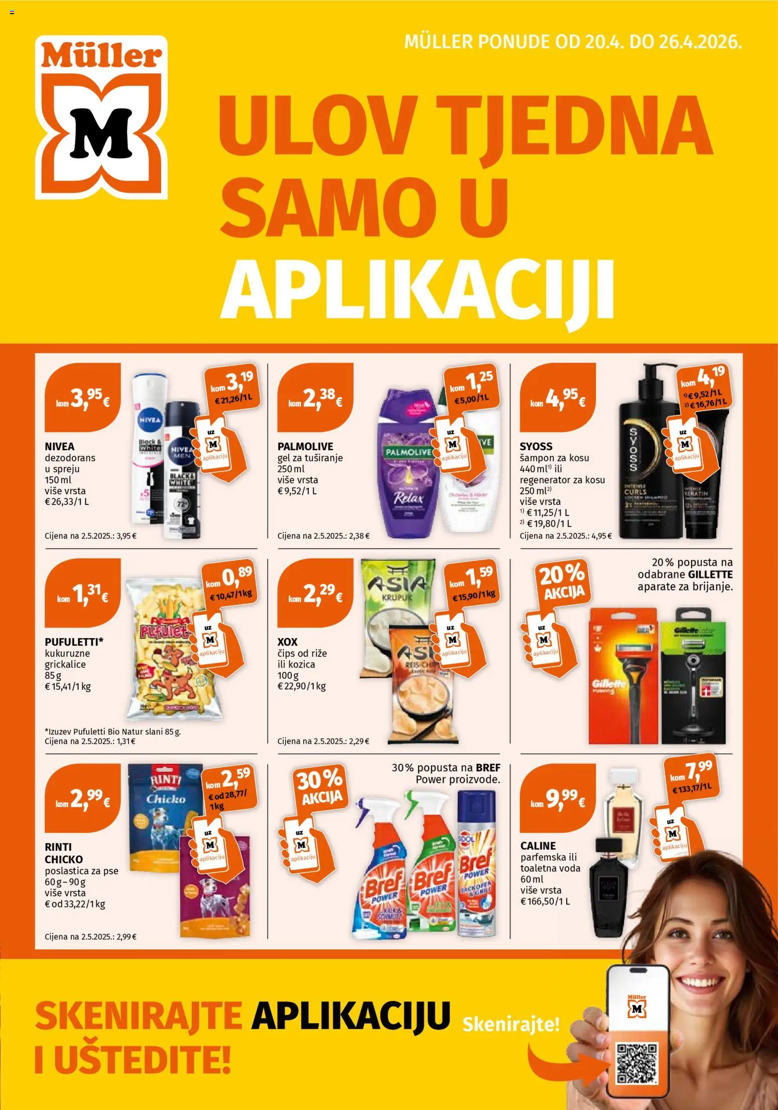Müller katalog | vrijedi od 20.04.2026 | Stranica: 1 | Proizvodi: Regenerator, Regenerator za kosu, Gel za tuširanje, Voda