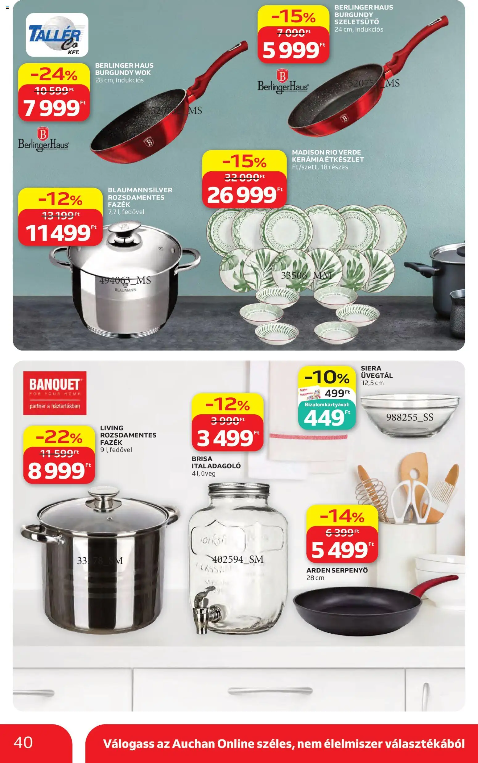 Auchan akciós ujság - amely érvényes a következő dátumtól: 30.04.2026 | Oldal: 40 | Termékek: Étkészlet, Serpenyő