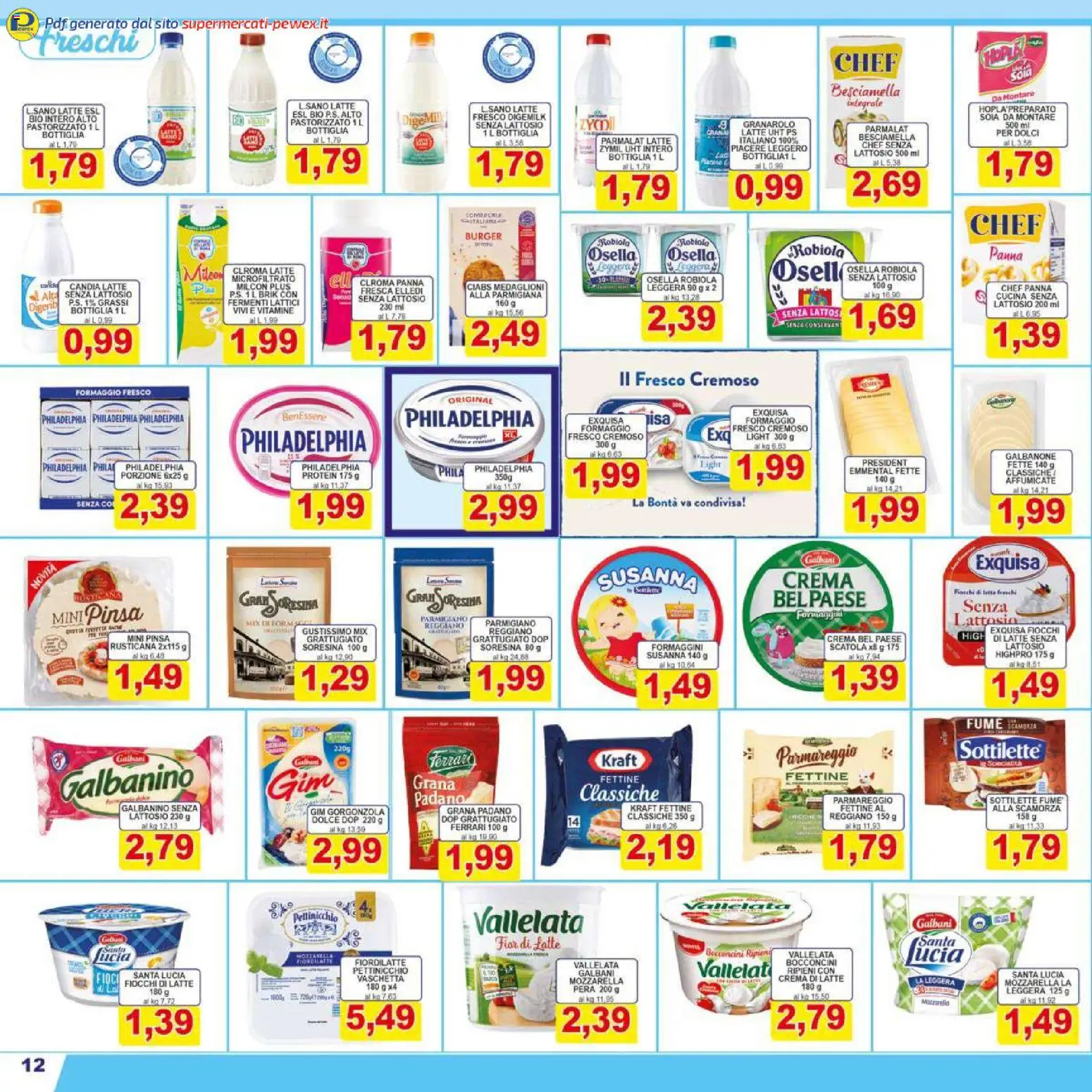 Volantino Pewex del 07.01.2026 | Pagina: 12 | Prodotti: Panna, Fiocchi di latte, Latte, Pera