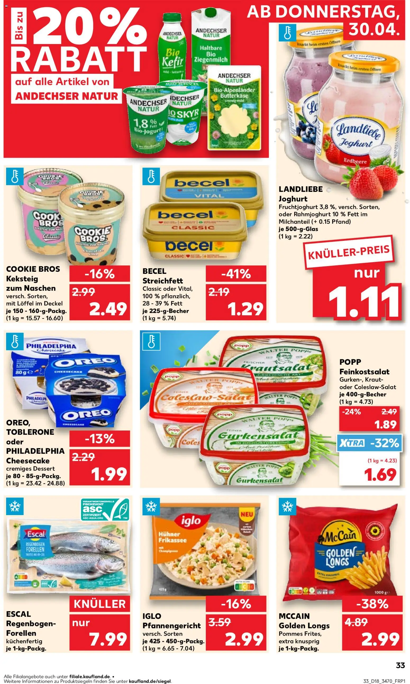Kaufland Prospekt Potsdam	 – gültig ab 30.04.2026 | Seite: 33 | Produkte: Joghurt, Philadelphia, McCain, Skyr