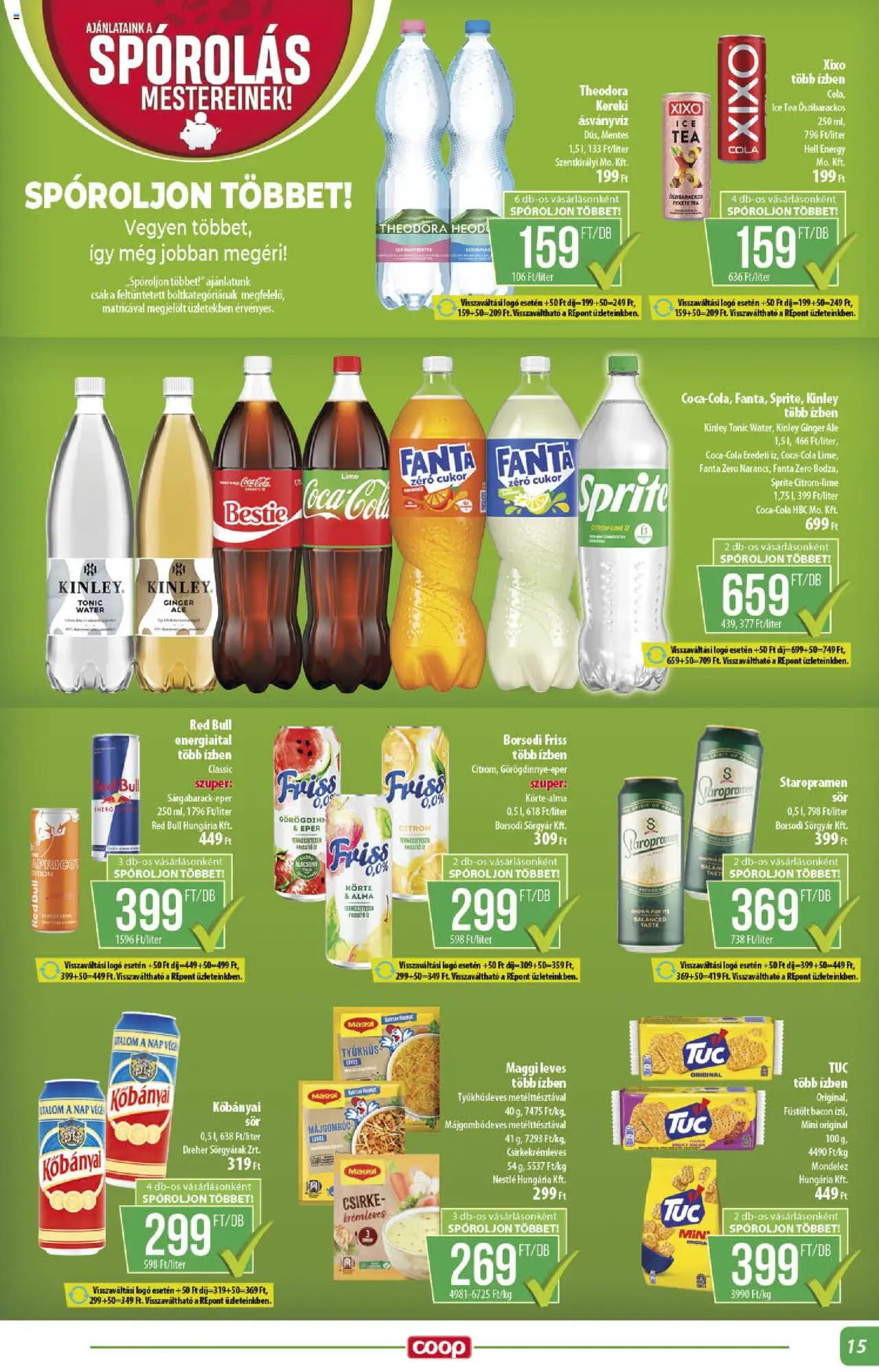 COOP akciós ujság - amely érvényes a következő dátumtól: 21.08.2025 | Oldal: 15 | Termékek: Fanta, Bacon, Maggi, Alma