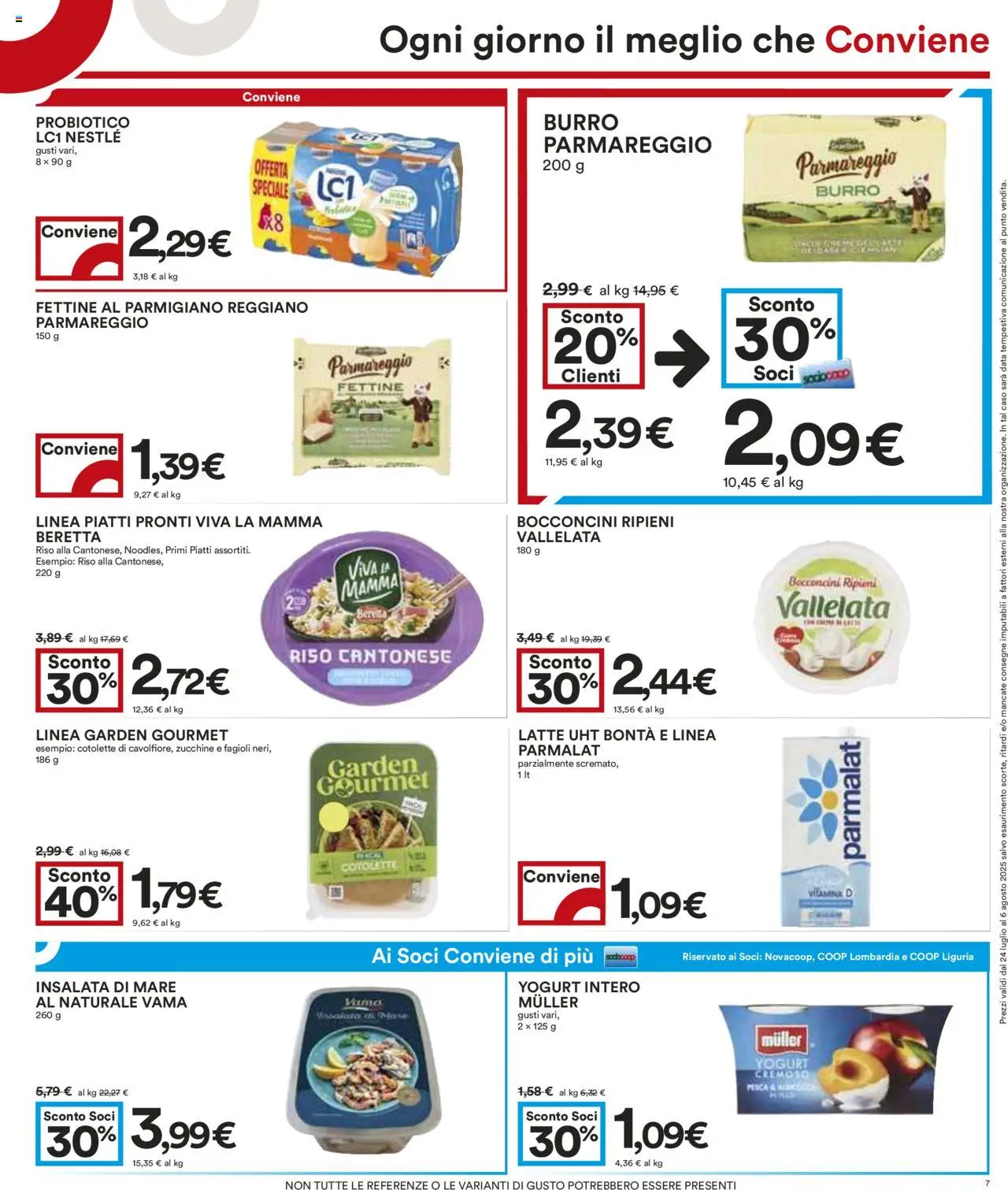 Volantino COOP del 24.07.2025 | Pagina: 7 | Prodotti: Latte, Zucchine, Parmigiano reggiano, Parmigiano