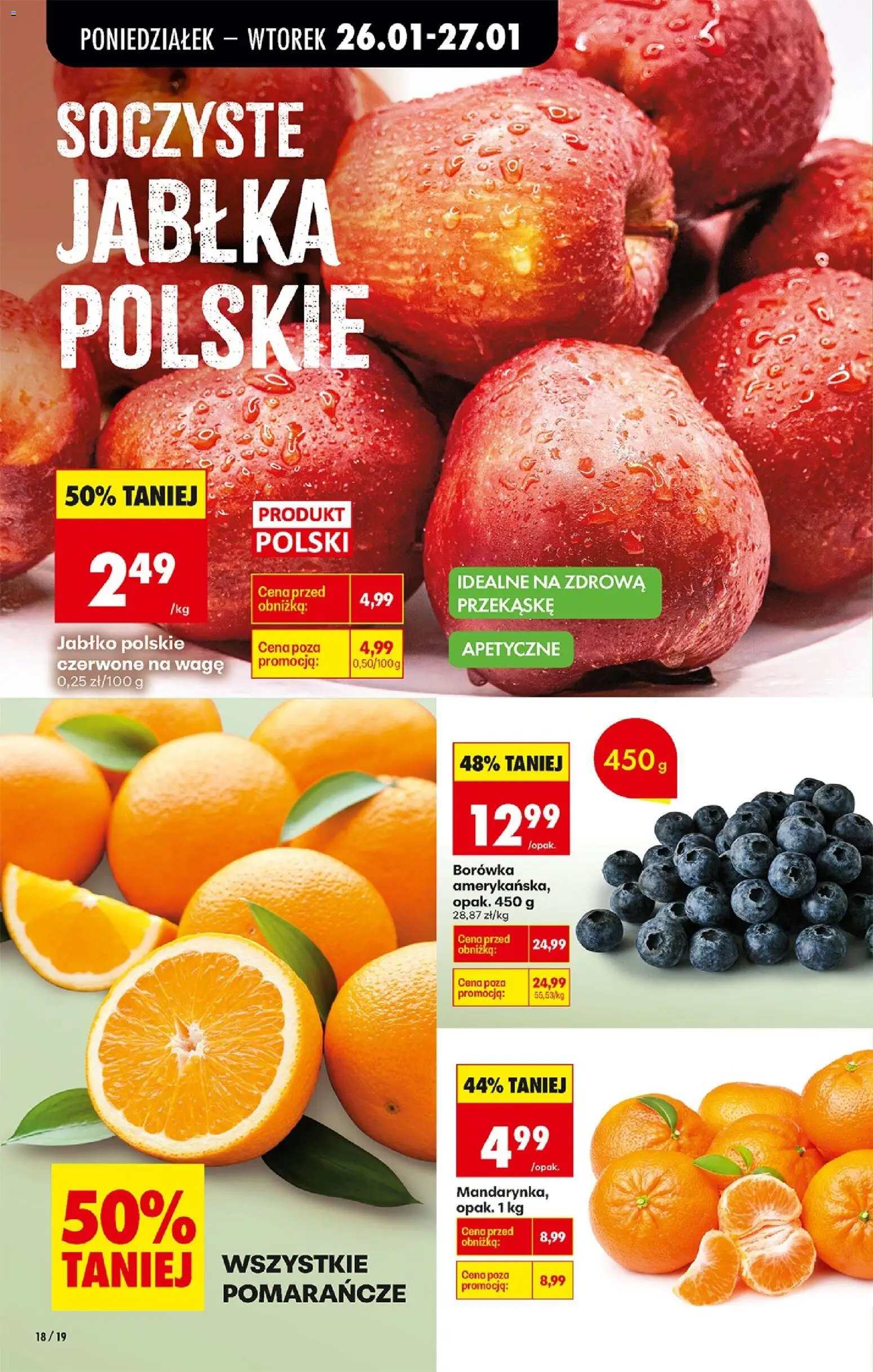 Biedronka gazetka od 26.01.2026 | Strona: 20 | Produkty: Borówka amerykańska, Jabłka, Pomarańcze