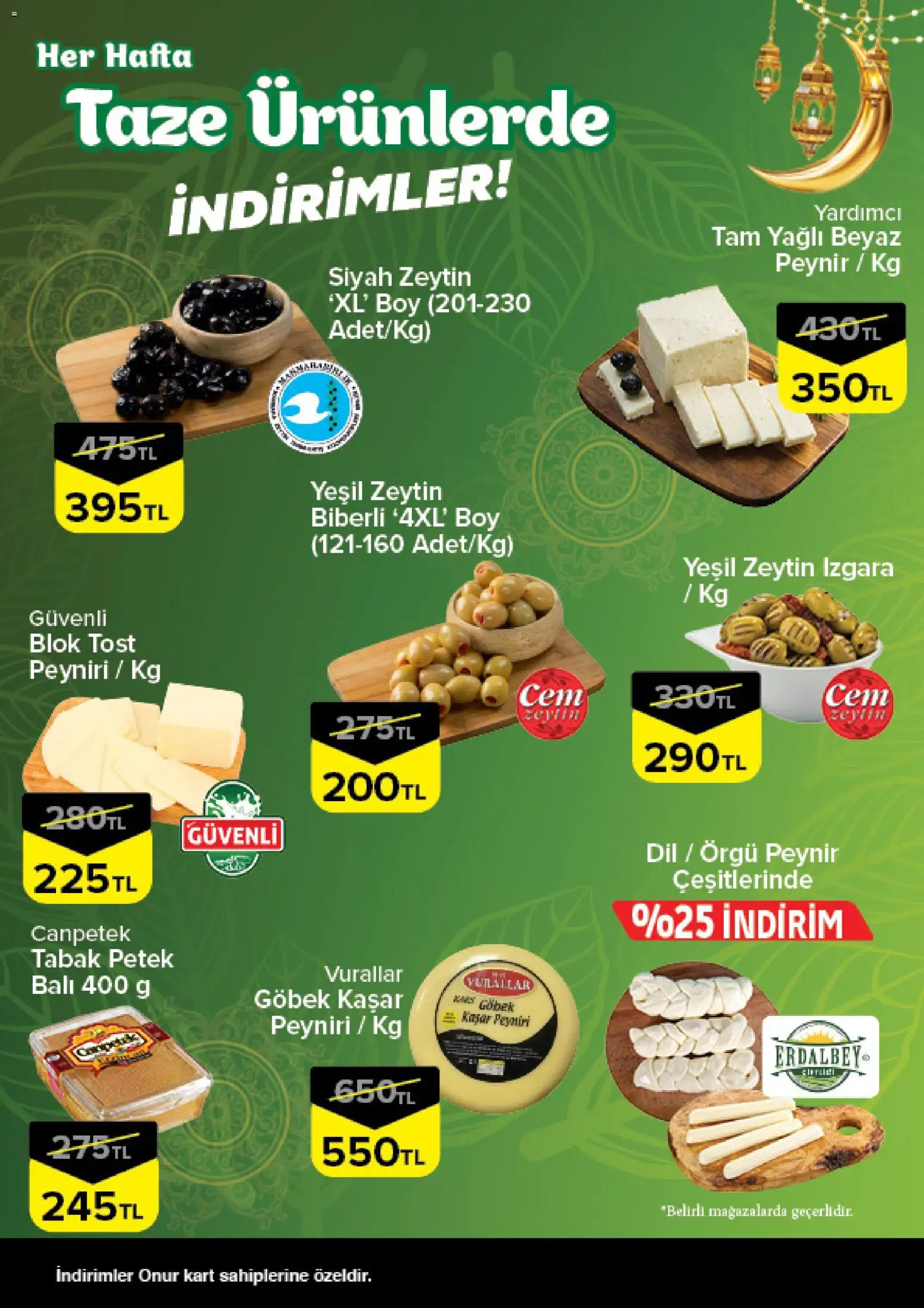 Onur Market Taze Ürünlerde İndirimler - Trakya - 12.02.2026 tarihinden itibaren geçerlidir | Sayfa: 2 | Ürünler: Peynir, Zeytin, Izgara