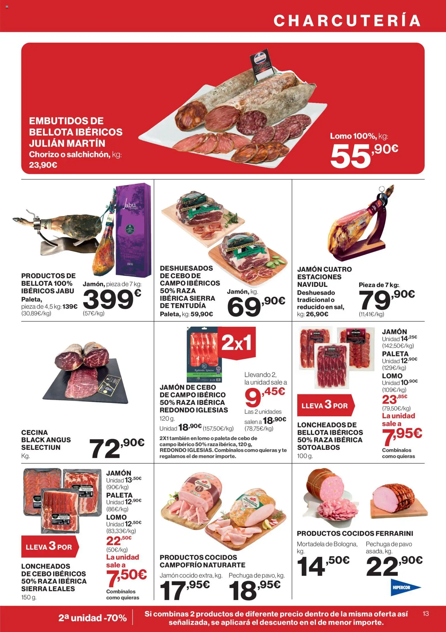 Hipercor catálogo │ válido desde el 09.04.2026 | Página: 13 | Productos: Jamón, Jamón cocido, Té, Νυχτικό