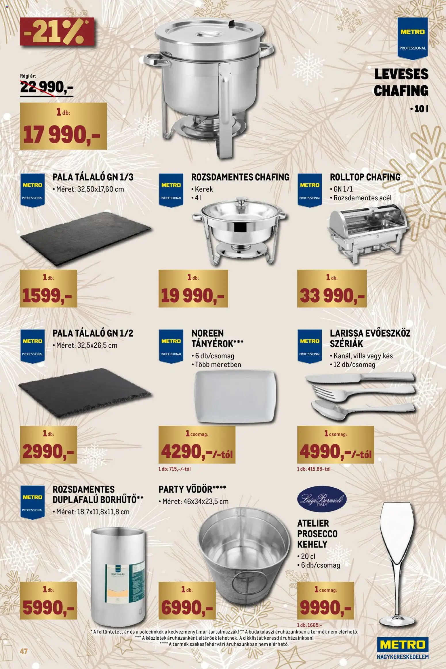 Metro akciós ujság - amely érvényes a következő dátumtól: 01.12.2025 | Oldal: 47 | Termékek: Borhűtő, Evőeszköz, Kés