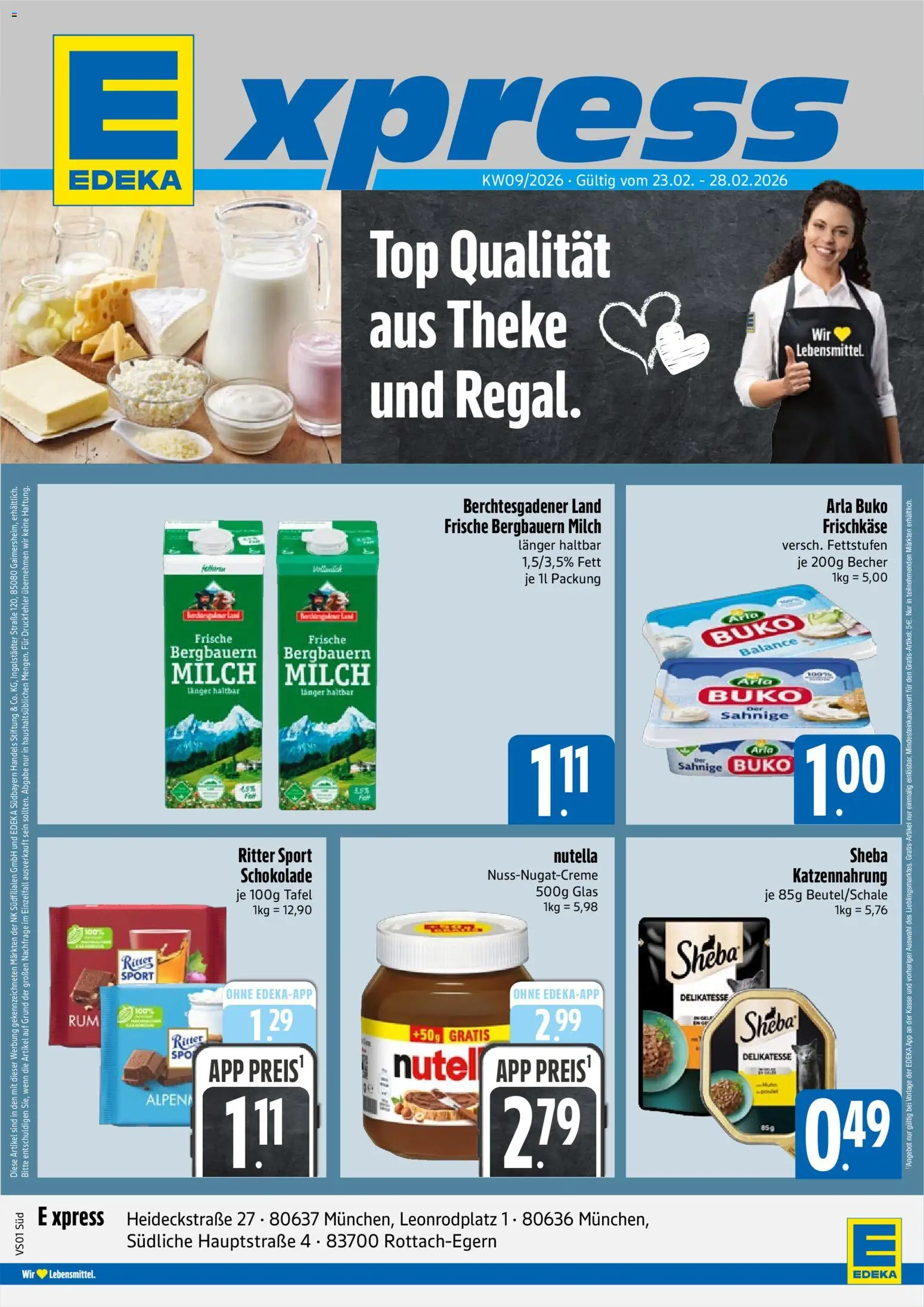 E xpress Prospekt 	 – gültig ab 23.02.2026 | Seite: 1 | Produkte: Top, Schokolade, Ritter sport, Frischkase