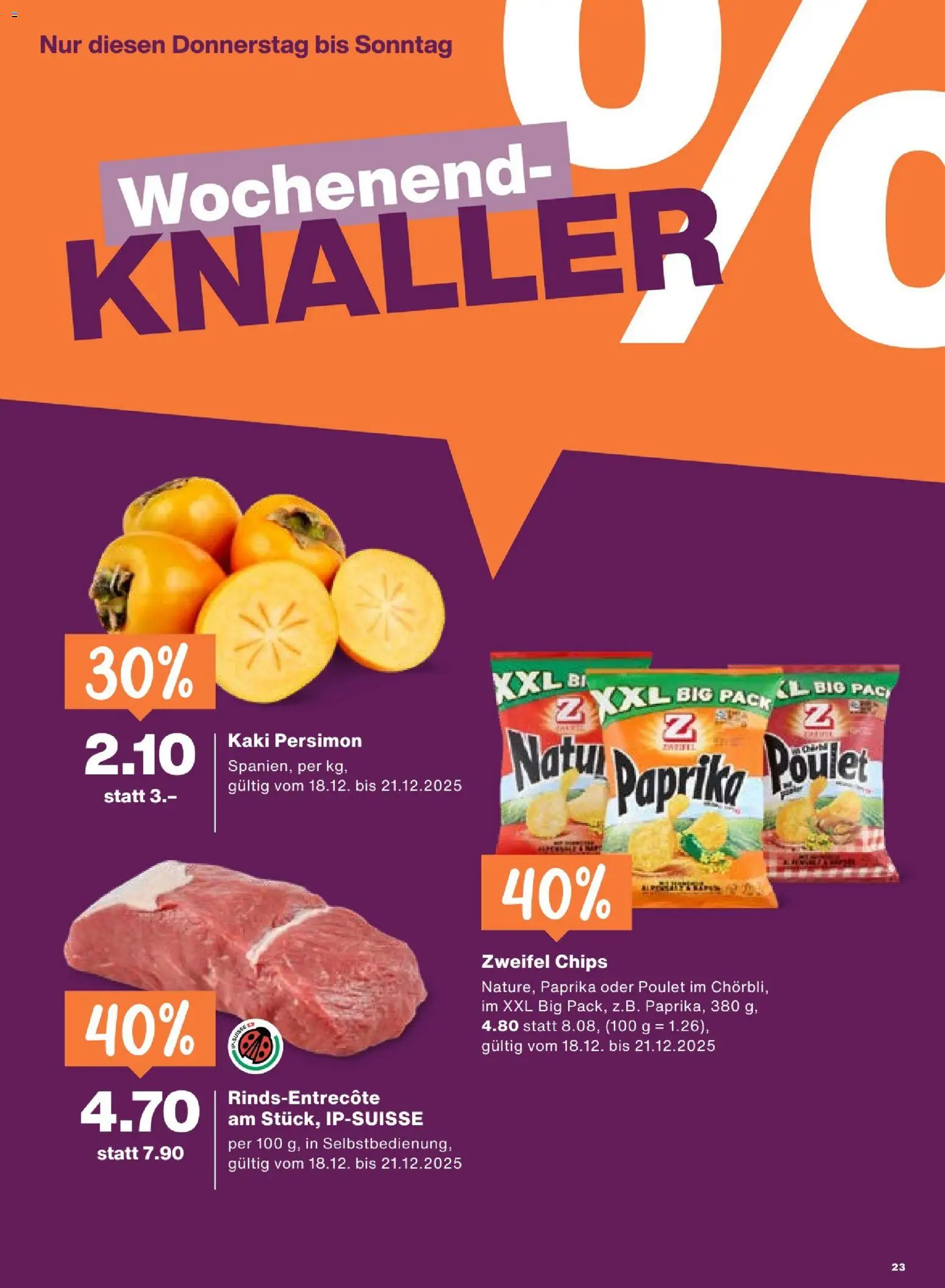 Migros Aktionen – gültig ab 16.12.2025 | Seite: 23 | Produkte: Kaki, Chips