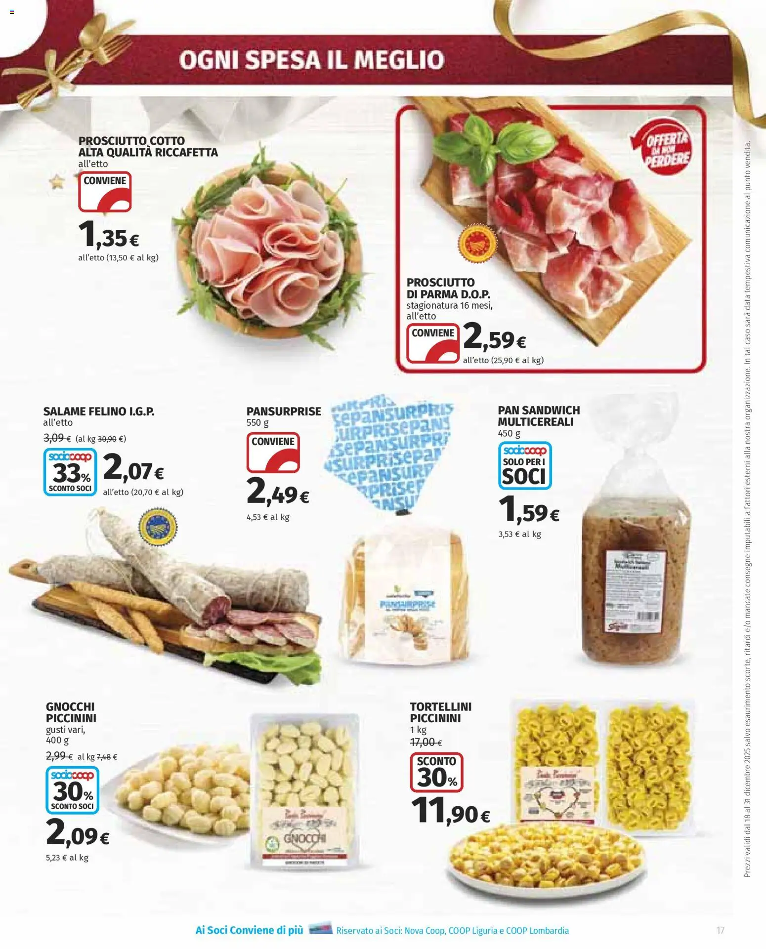 Volantino Ipercoop del 18.12.2025 | Pagina: 17 | Prodotti: Prosciutto Cotto, Prosciutto, Data, Gnocchi