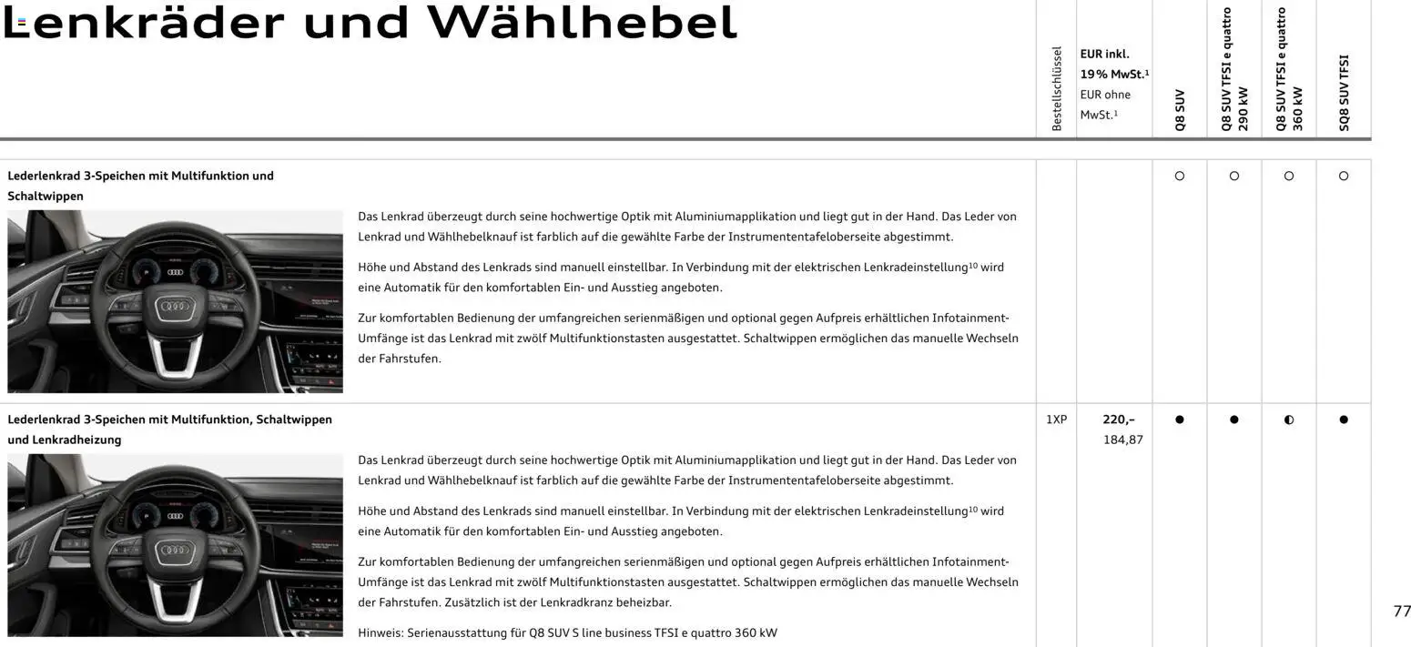 Audi Q8 – gültig ab 06.11.2025 | Seite: 77 | Produkte: Soundsystem