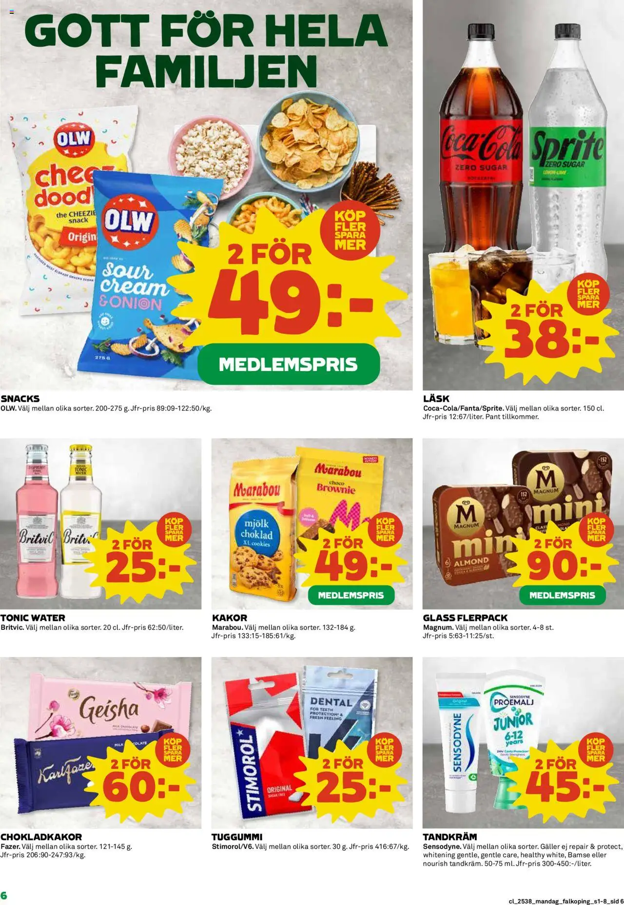 Coop reklamblad aktuell från 15.09.2025 | Sida: 6 | Produkter: Galler, Sprite, Choklad, Glass