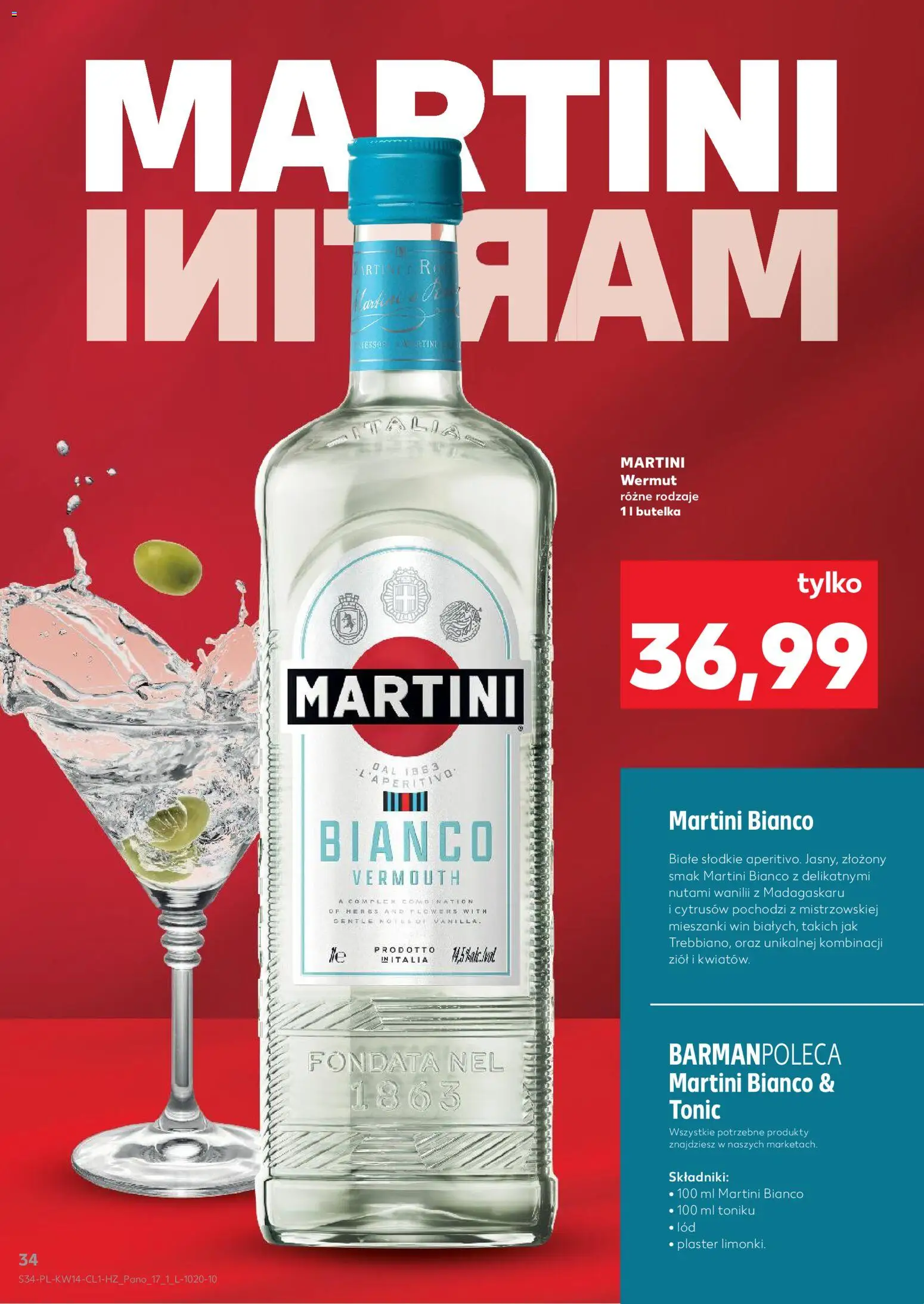 Kaufland Polsko leták - Barek od 01.04.2026 | Strana: 34 | Produkty: Martini, Vermouth, Tonic