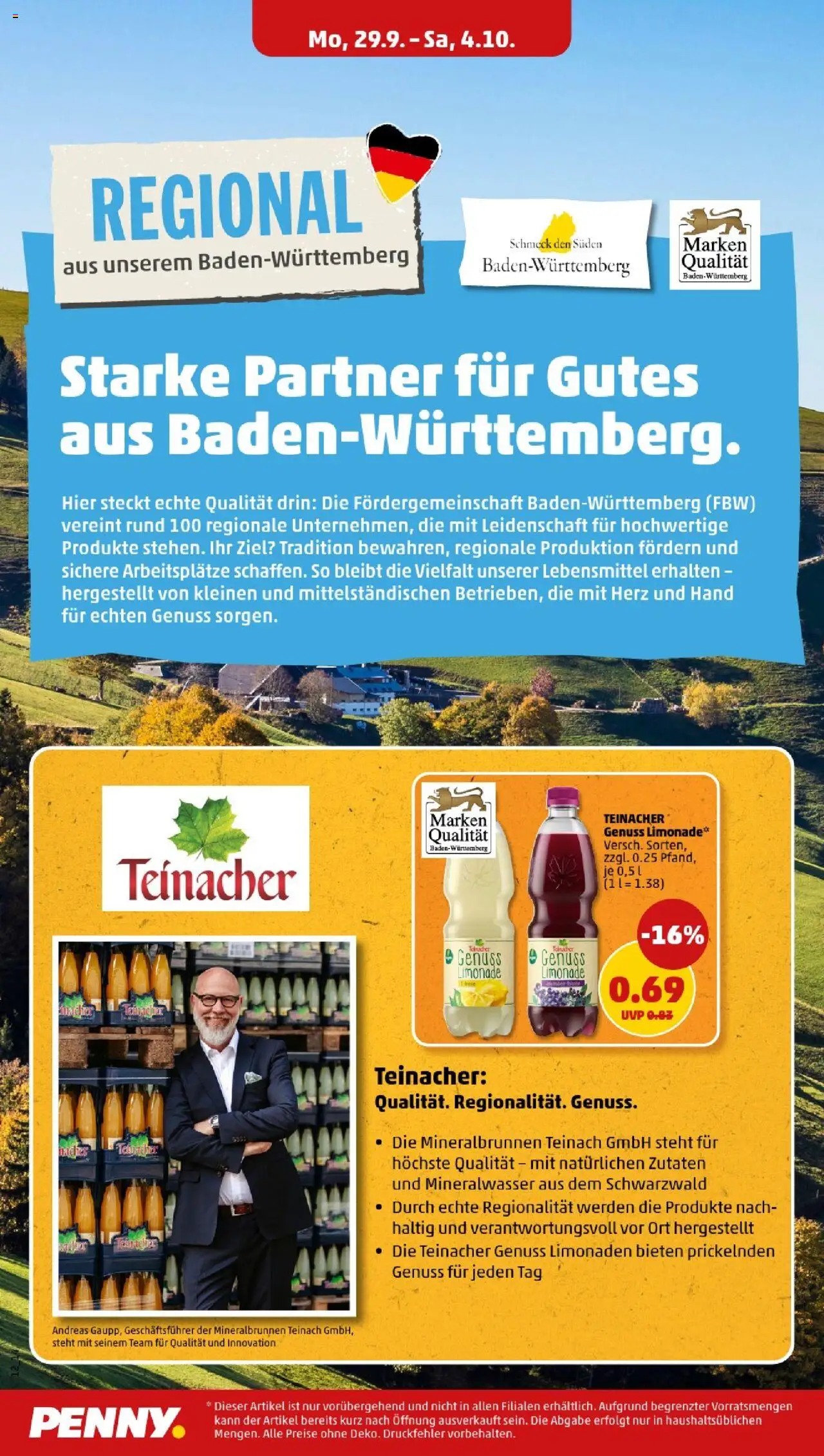Penny - Baden-Württemberg – gültig ab 29.09.2025 | Seite: 14 | Produkte: Limonade, Mineralwasser