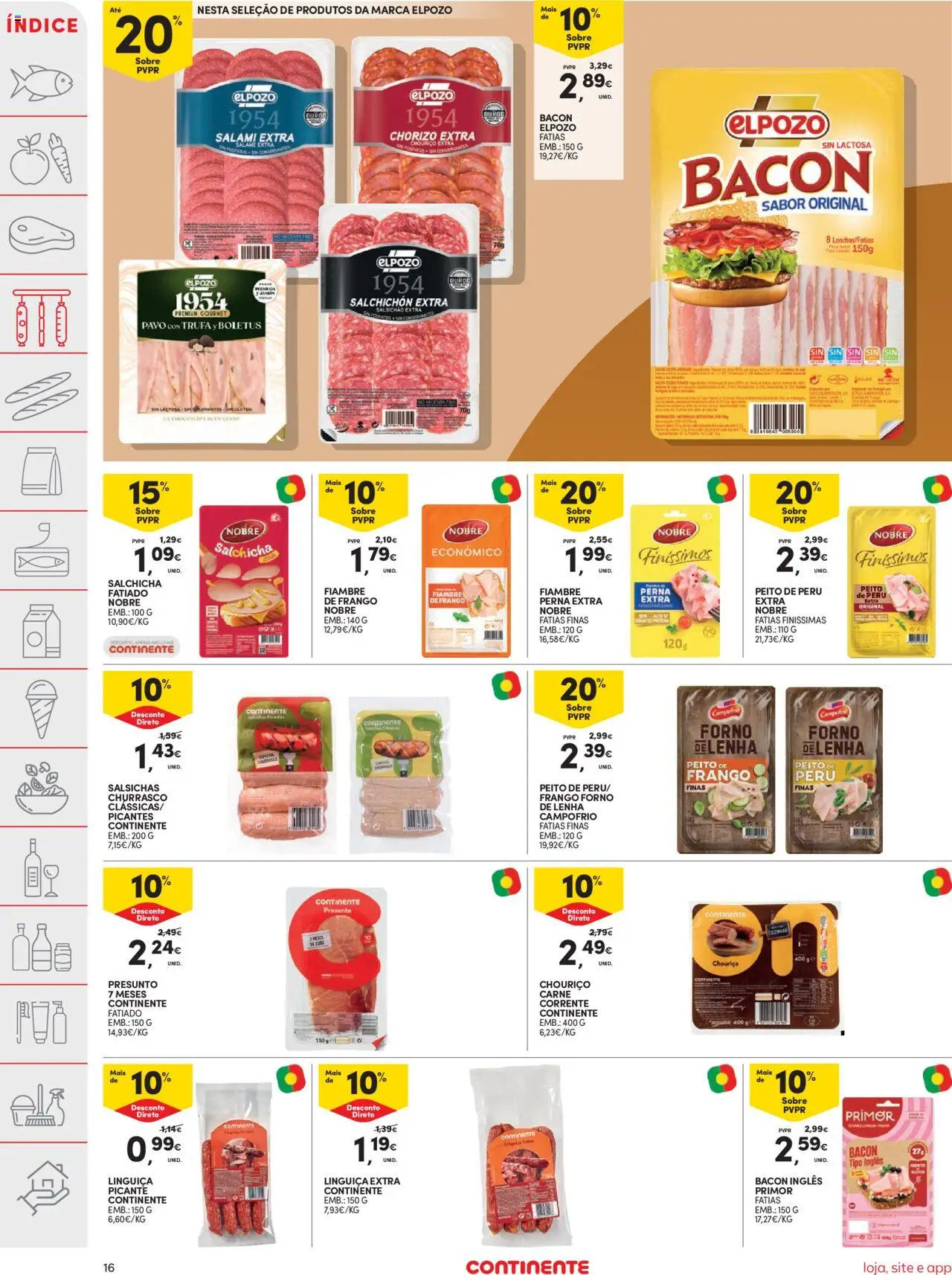 Continente folheto │ válido de 14.10.2025 | Página: 16 | Produtos: Forno, Bacon, Peru, Linguiça
