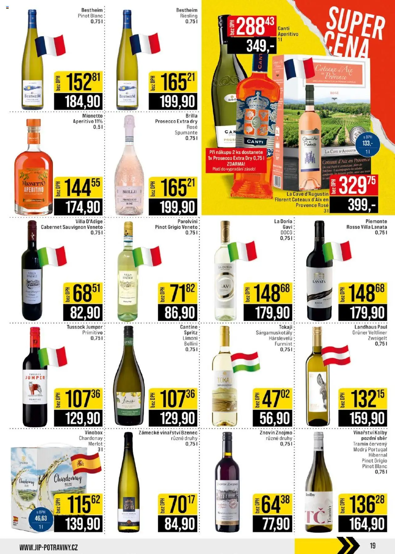 Jip leták - Cash & Carry od 06.08.2025 | Strana: 19 | Produkty: Spritz, Bellini, Tramín červený, Pinot Grigio